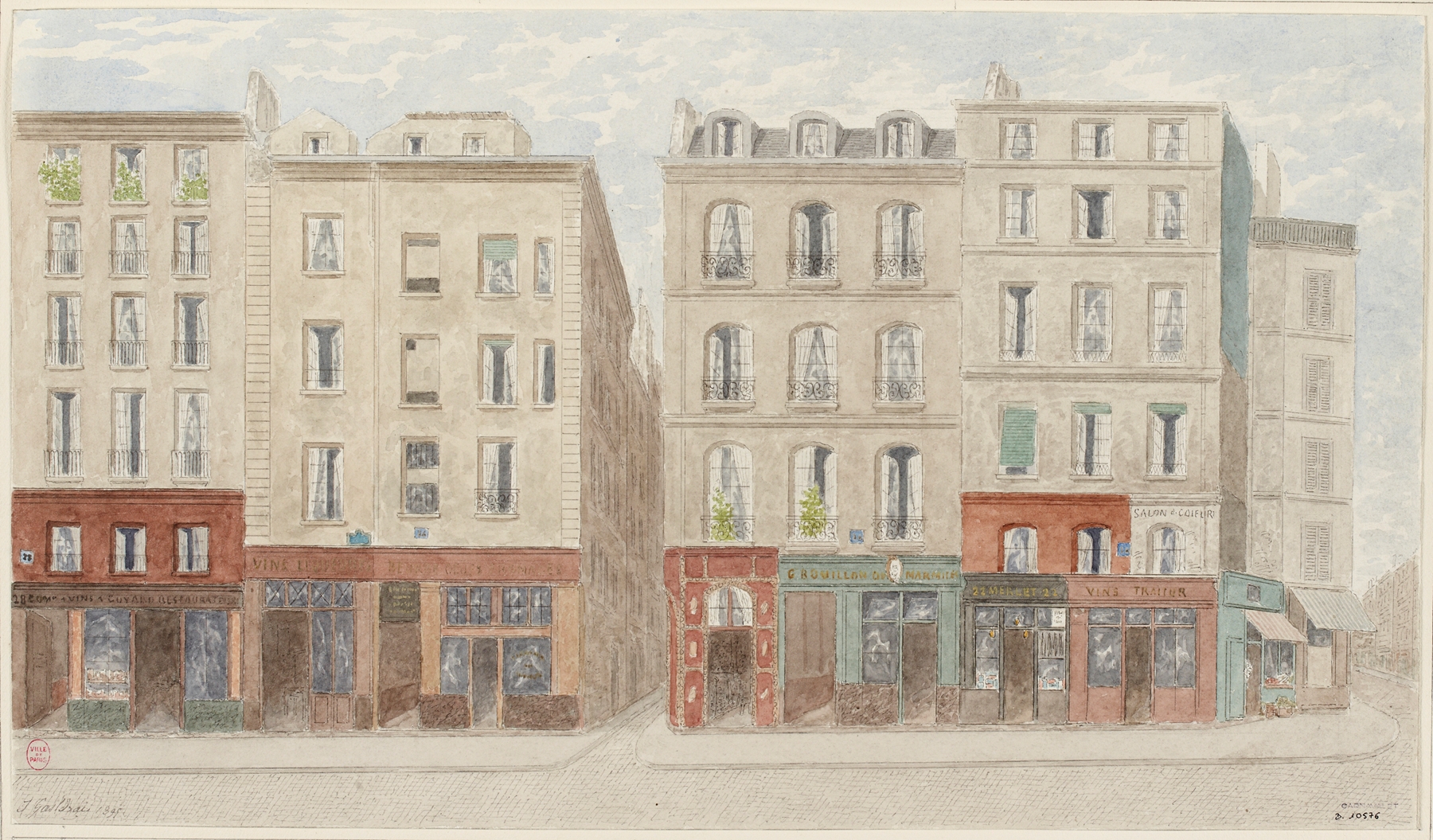Rue Beaubourg Nº22 à 28, 3ème arrondissement, oil on canvas by Jules Gaildrau