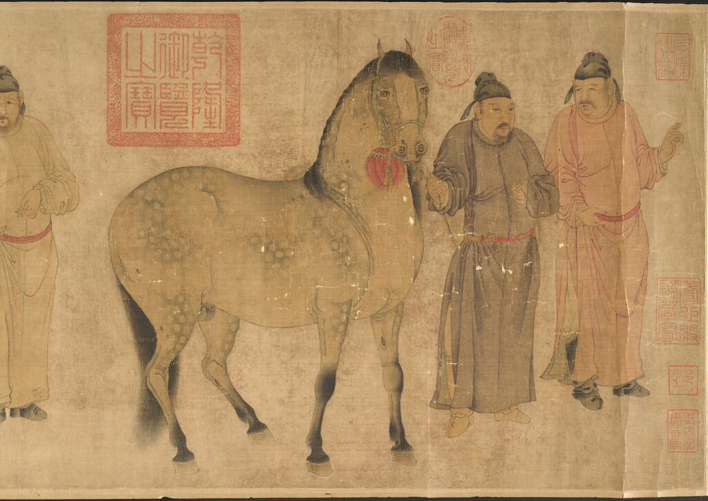 Silk artwork by Ren Renfa depicting horses in The Imperial Steeds
