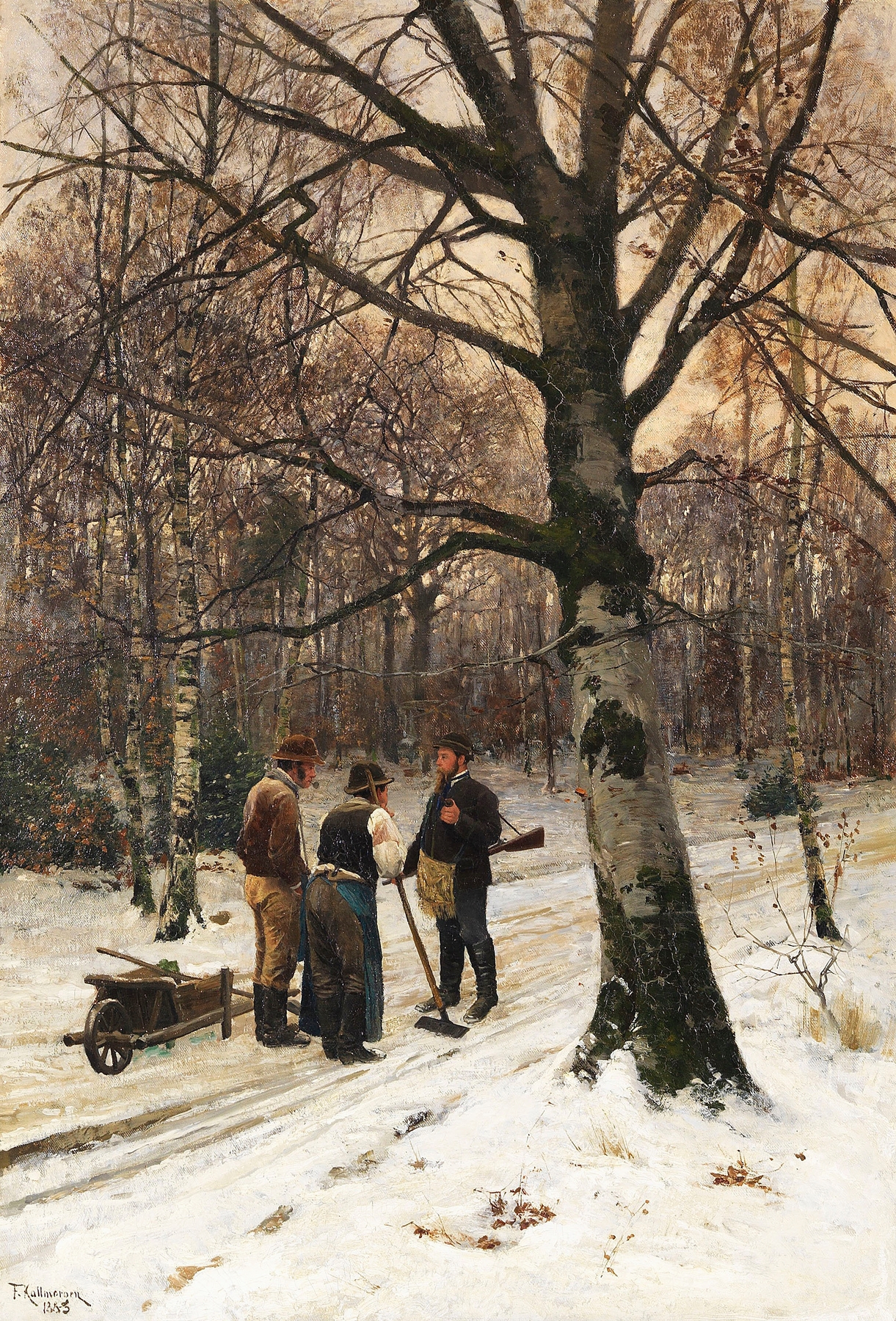 Forest in Winter, by Friedrich Kallmorgen, public domain