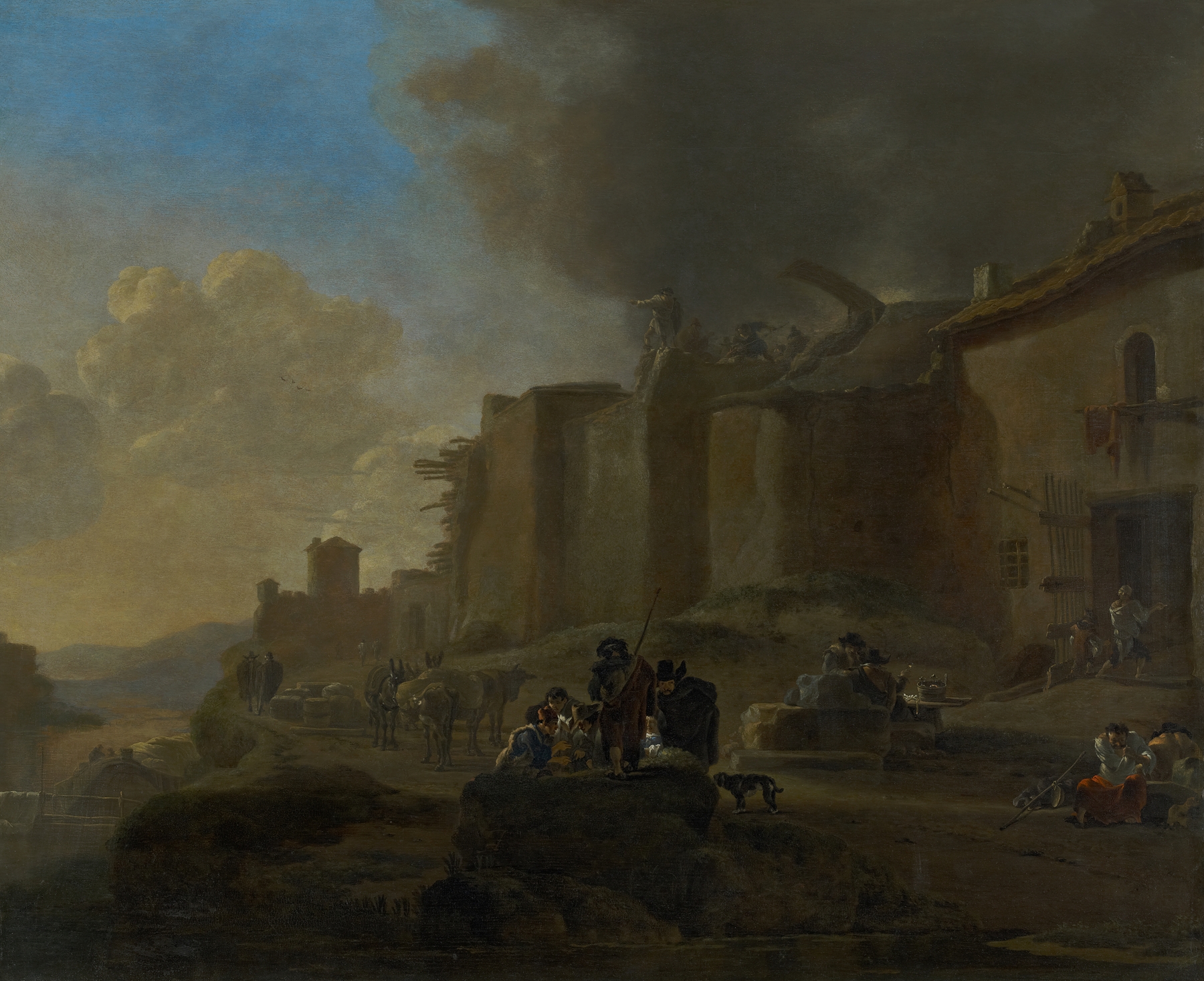 Peasants by a River Bank, by Jan Asselijn, public domain