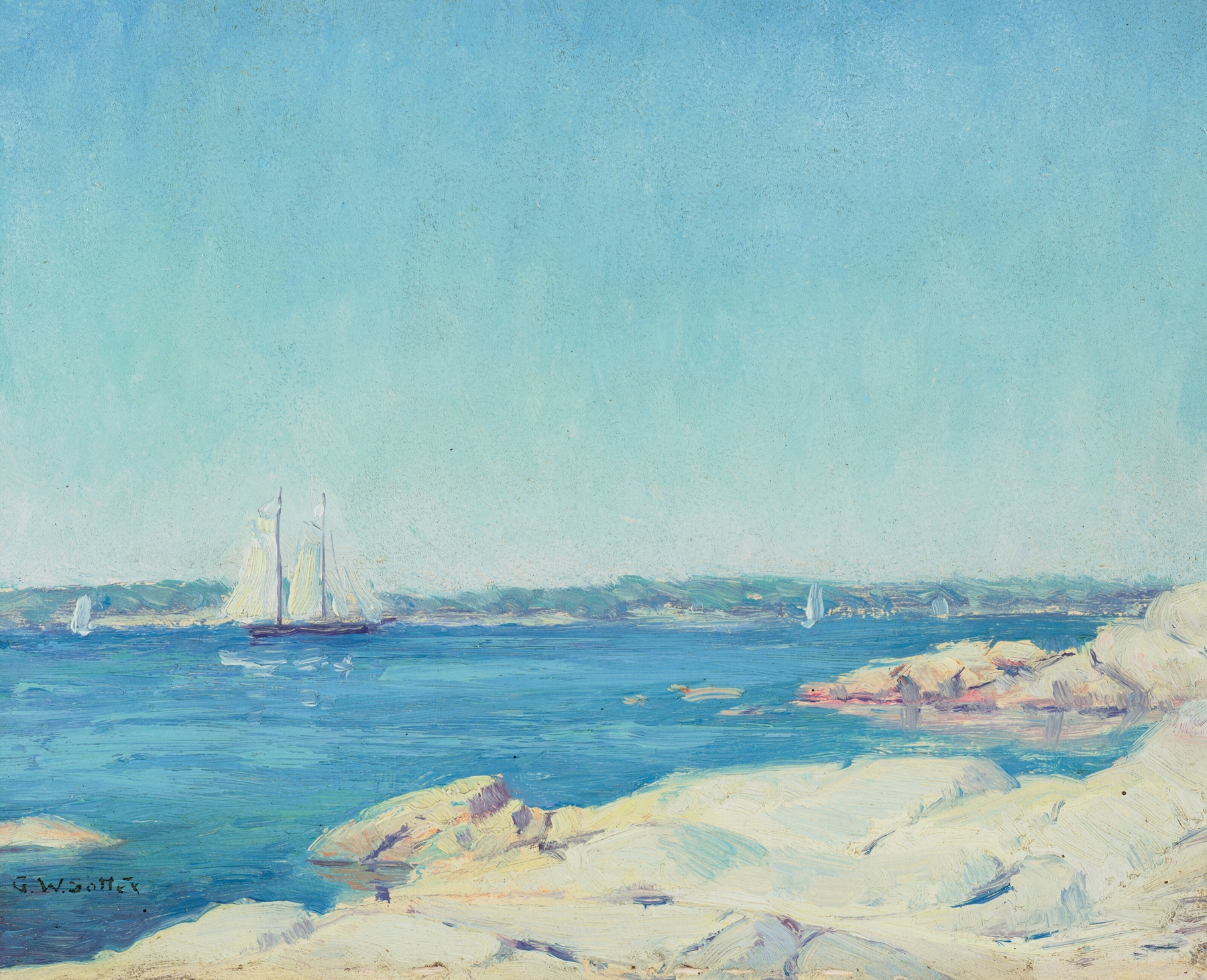 Marine scene at dawn, oil painting by George William Sotter
