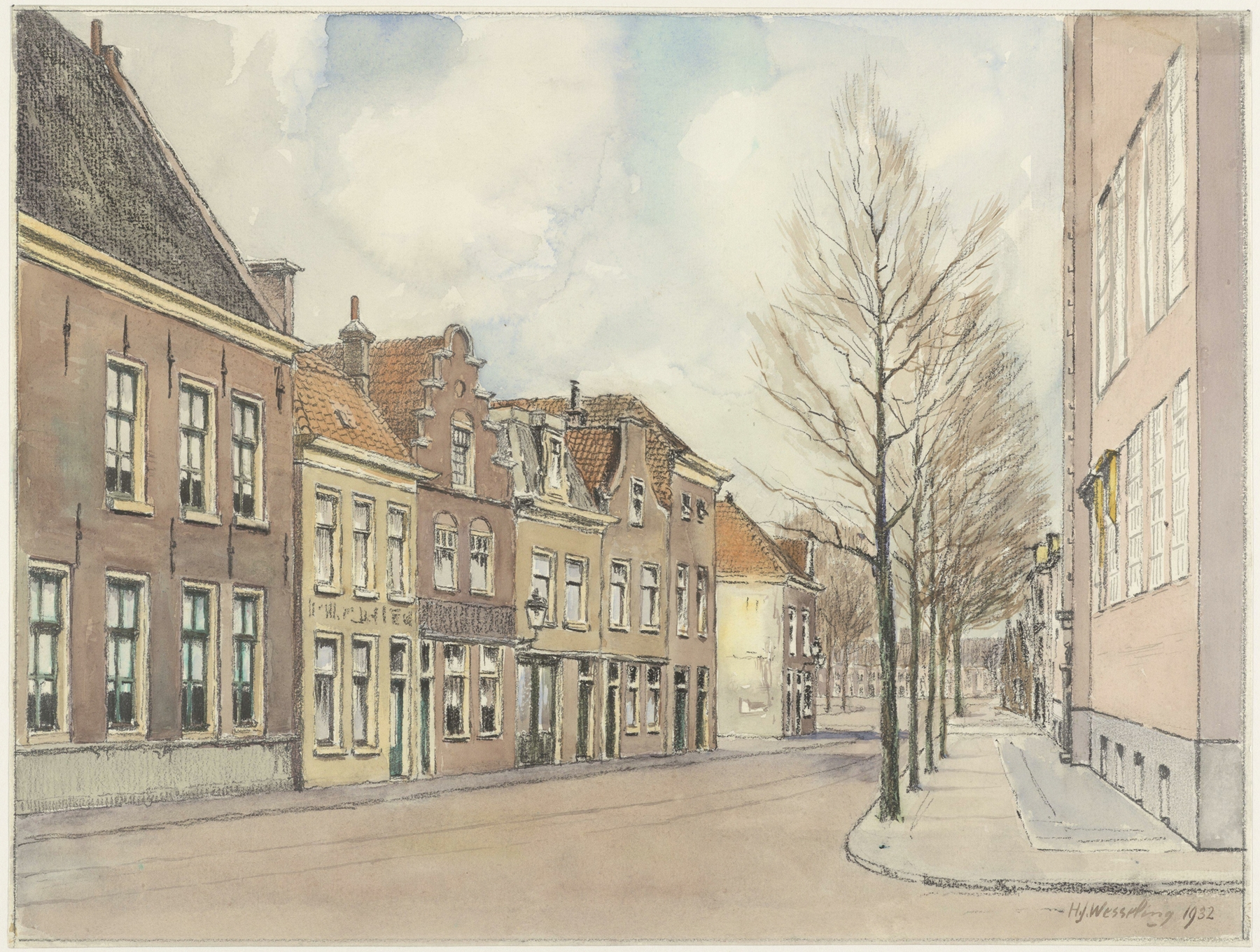 Landscape depicting twilight horizon by Hendrik Jan Wesseling