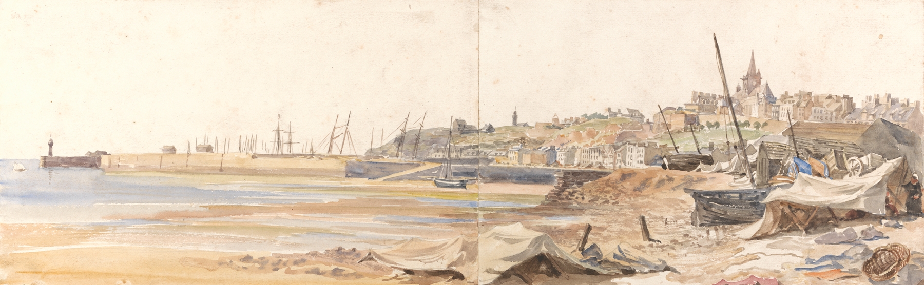Granville by William Parrott, oil on canvas, depicting a serene coastline with gentle waves and golden light.