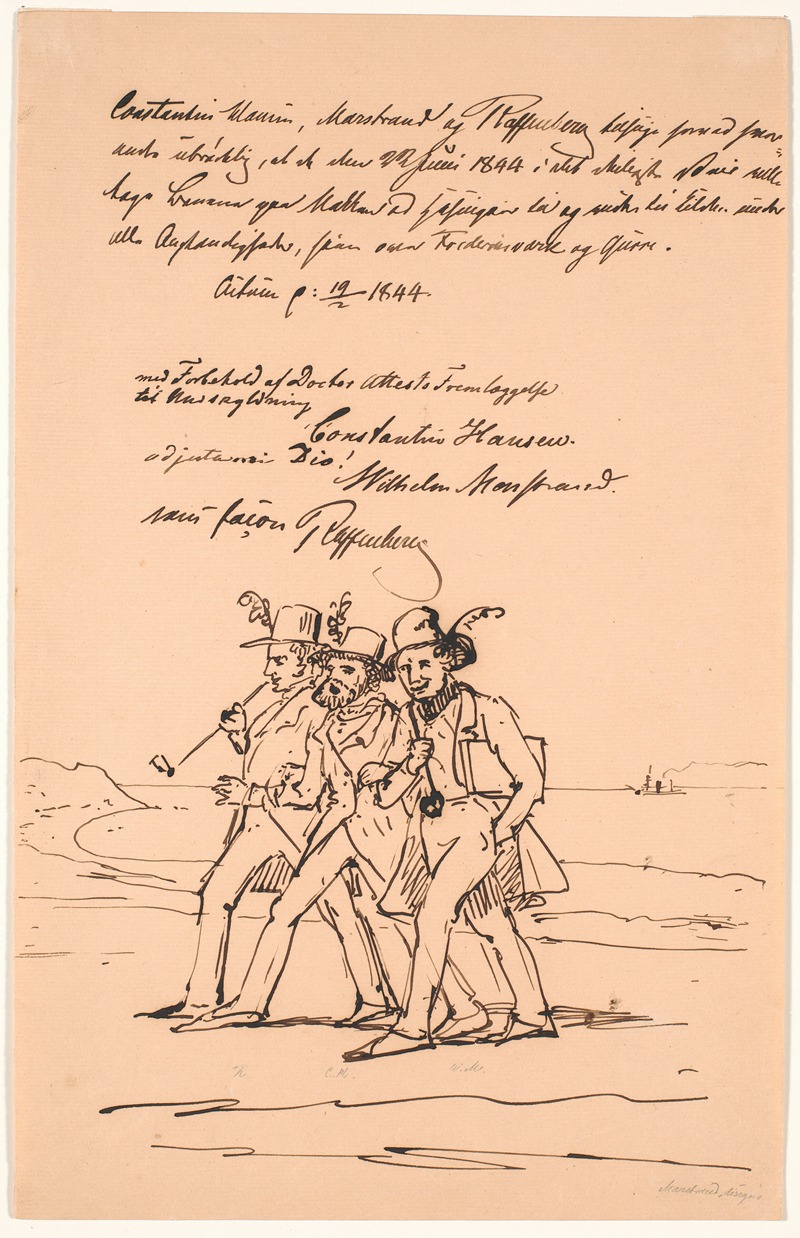 A depiction of a leisurely walk in nature by Wilhelm Marstrand.