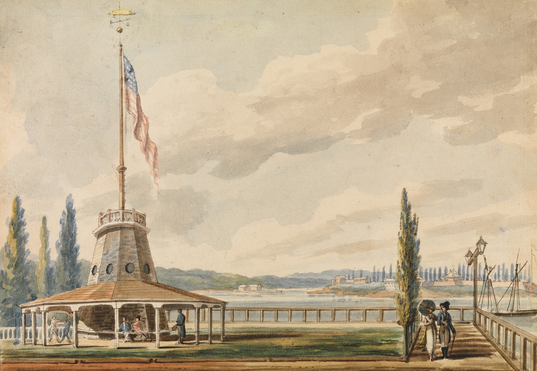 Landscape of The Battery and Flagstaff, oil painting by Pavel Petrovich Svinin