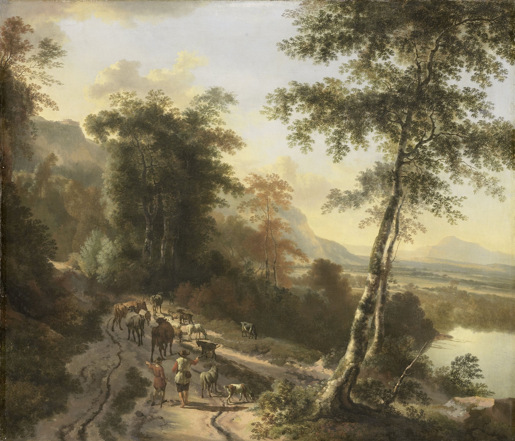 Landscape with Cattle Drivers, oil on canvas by Jan Hackaert