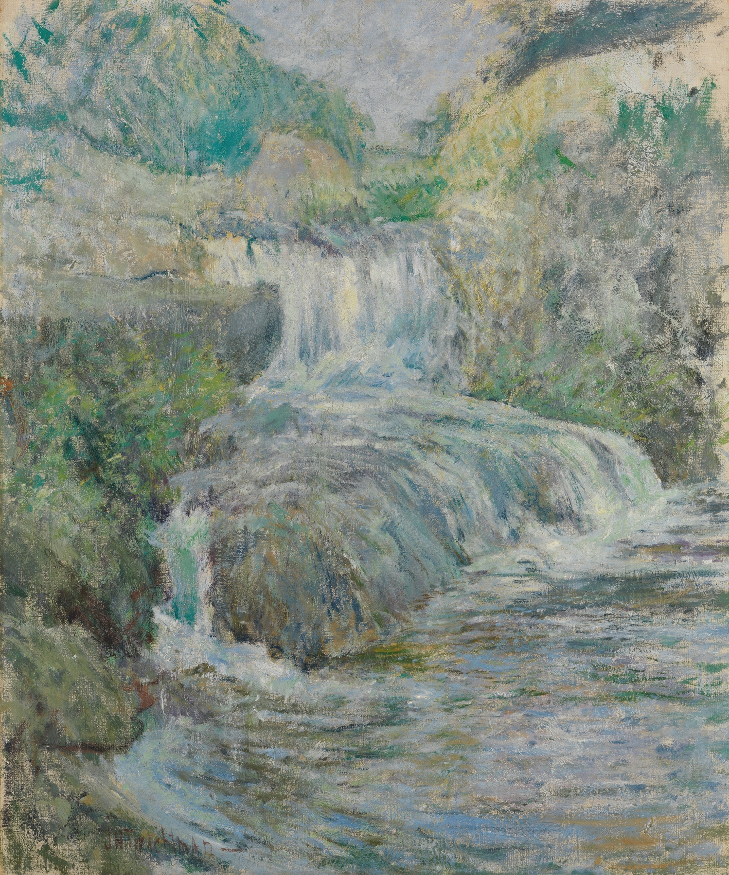 Waterfall, by John Henry Twachtman, public domain