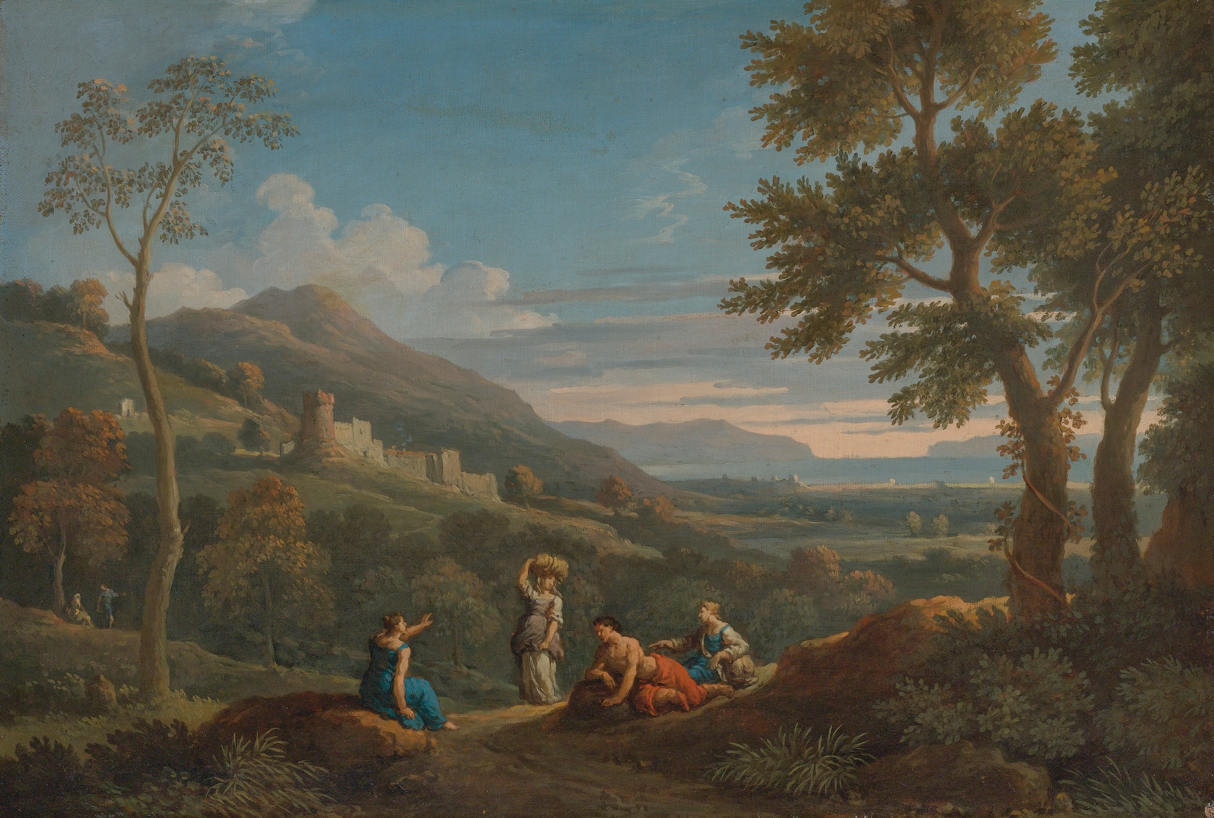A Classical Landscape With Peasants In The Foreground, by Jan Frans Van Bloemen, public domain