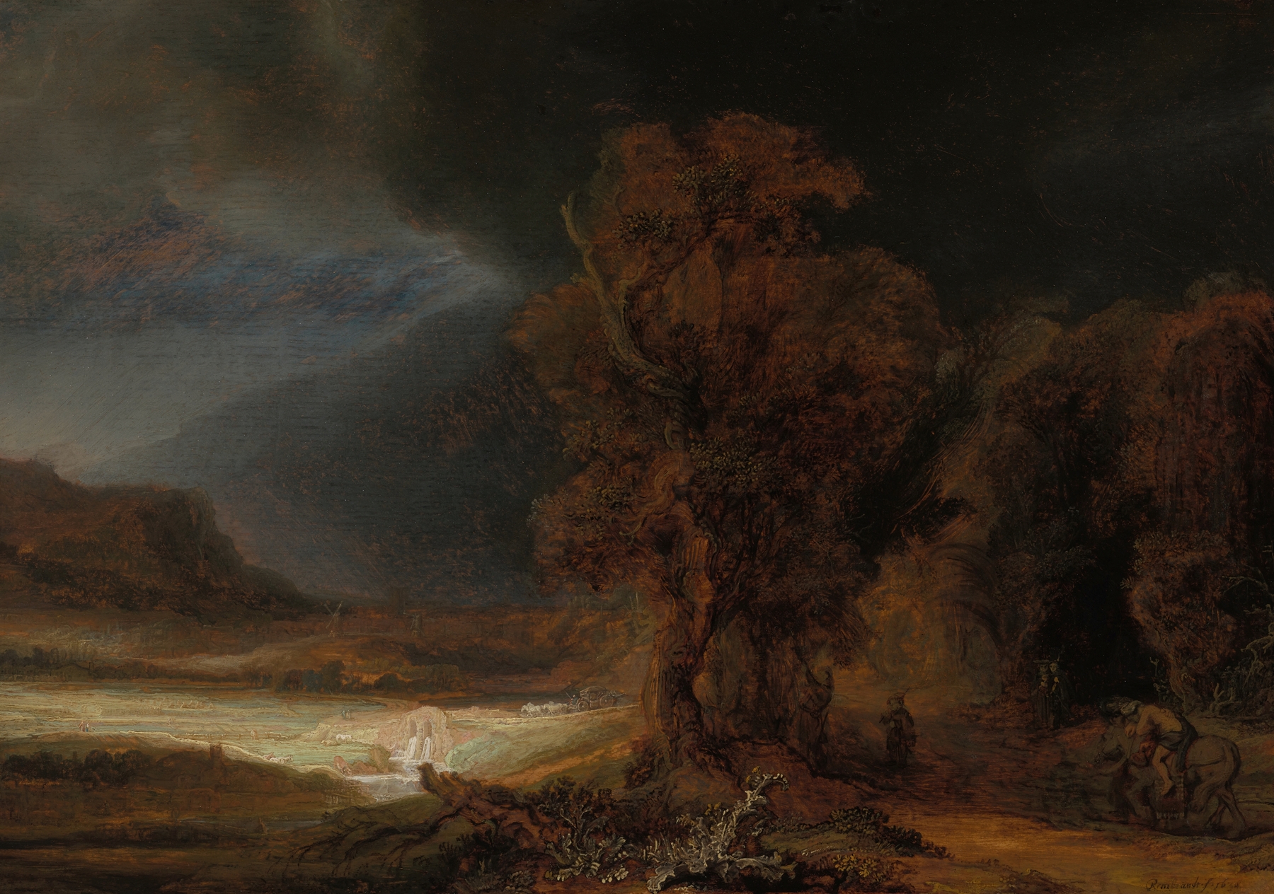Landscape with the Parable of the Good Samaritan, by Rembrandt van Rijn, public domain