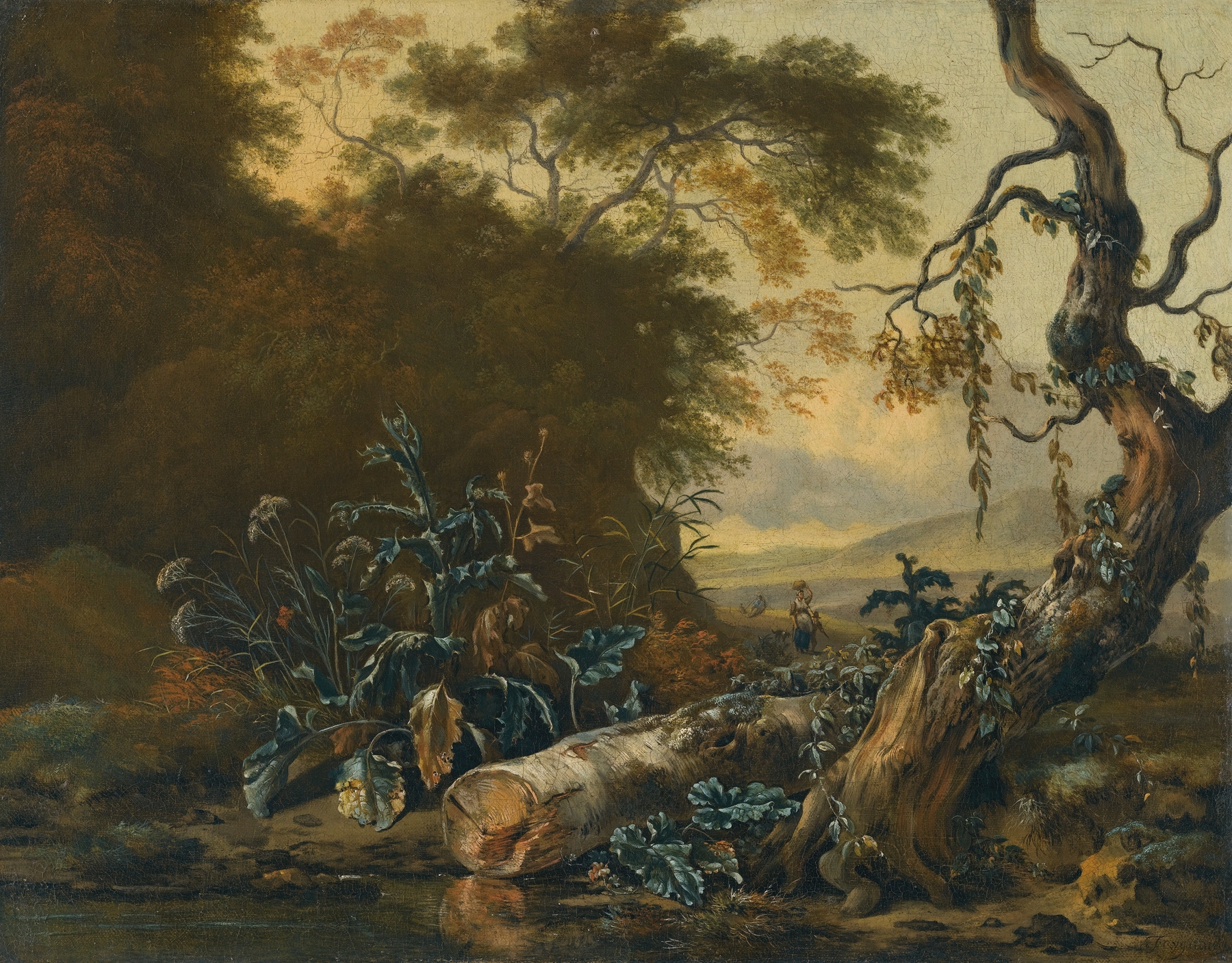 A Landscape With Trees And Foliage Beside The Edge Of A Pond, by Jan Wijnants, public domain