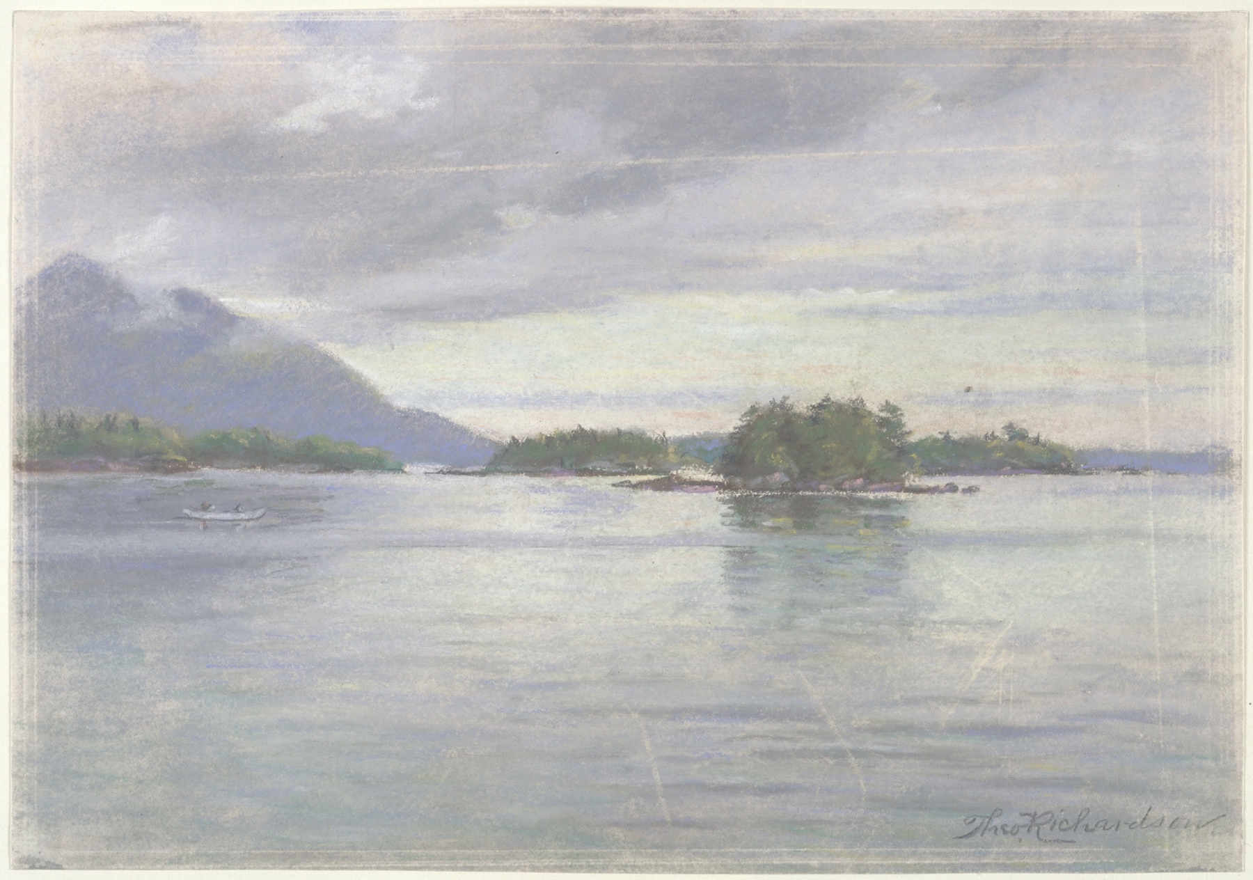 Twilight landscape with light effects, oil painting by Theodore J. Richardson