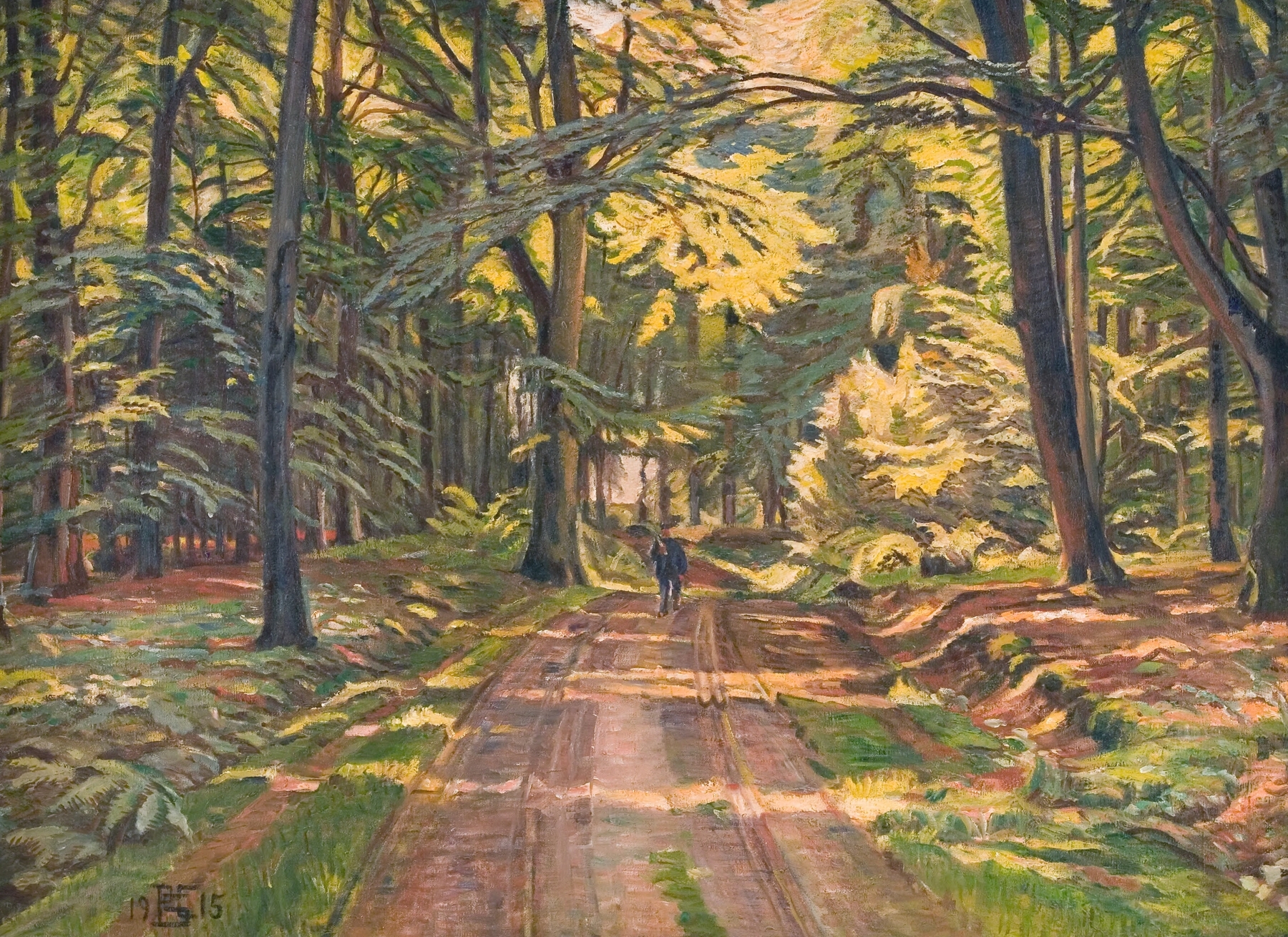 Landscape with a gentle path through greenery, oil painting by Poul Simon Christiansen