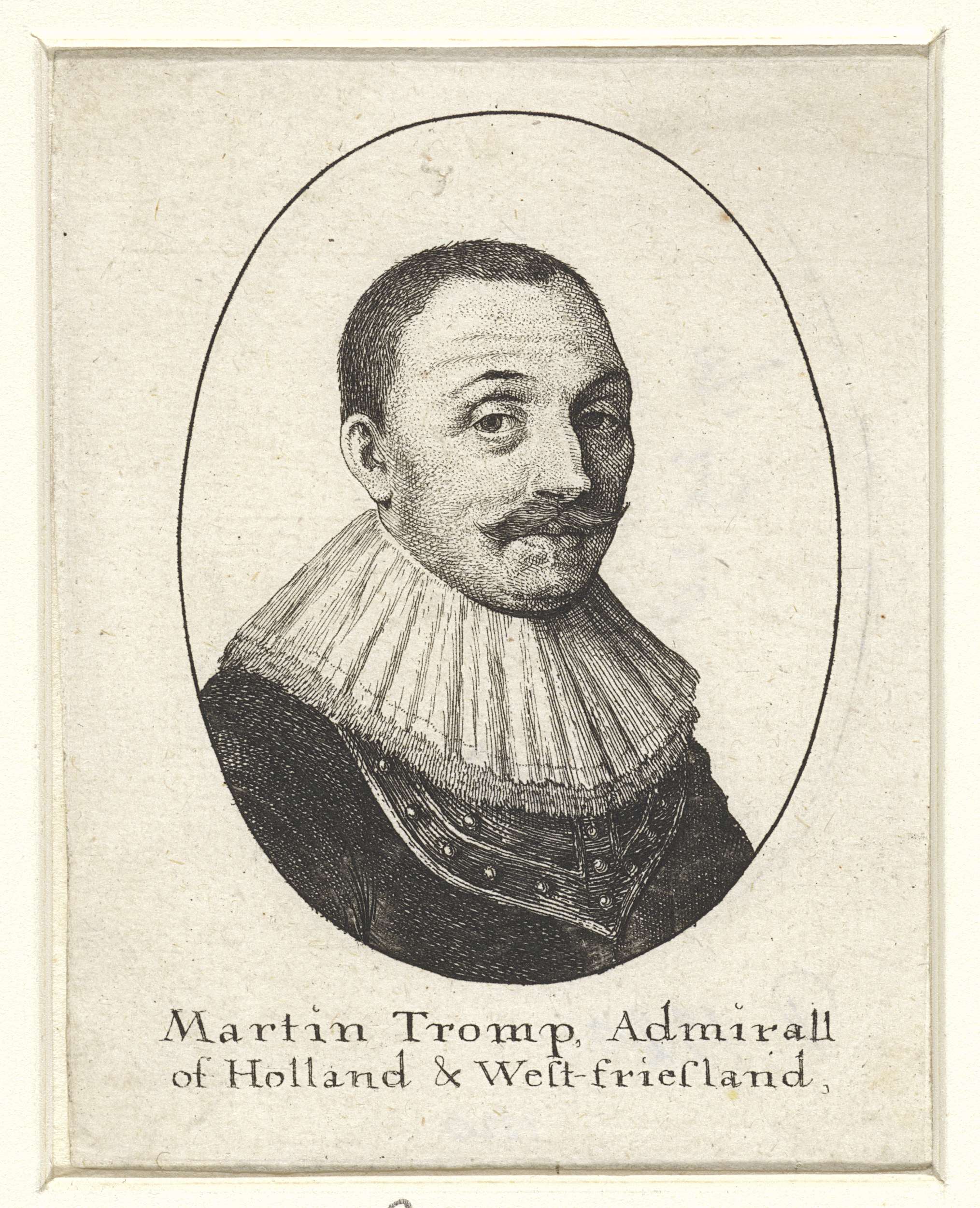 Portrait of admiral Maarten Harpertszoon Tromp, etching by Wenceslaus Hollar