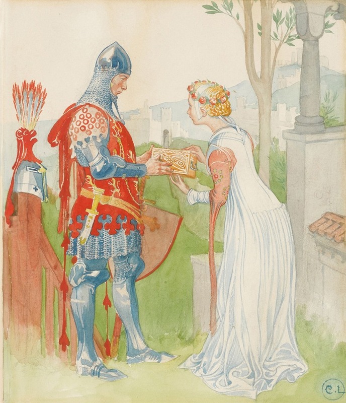 A portrait of two figures, Lisana and Margon, by Carl Larsson.