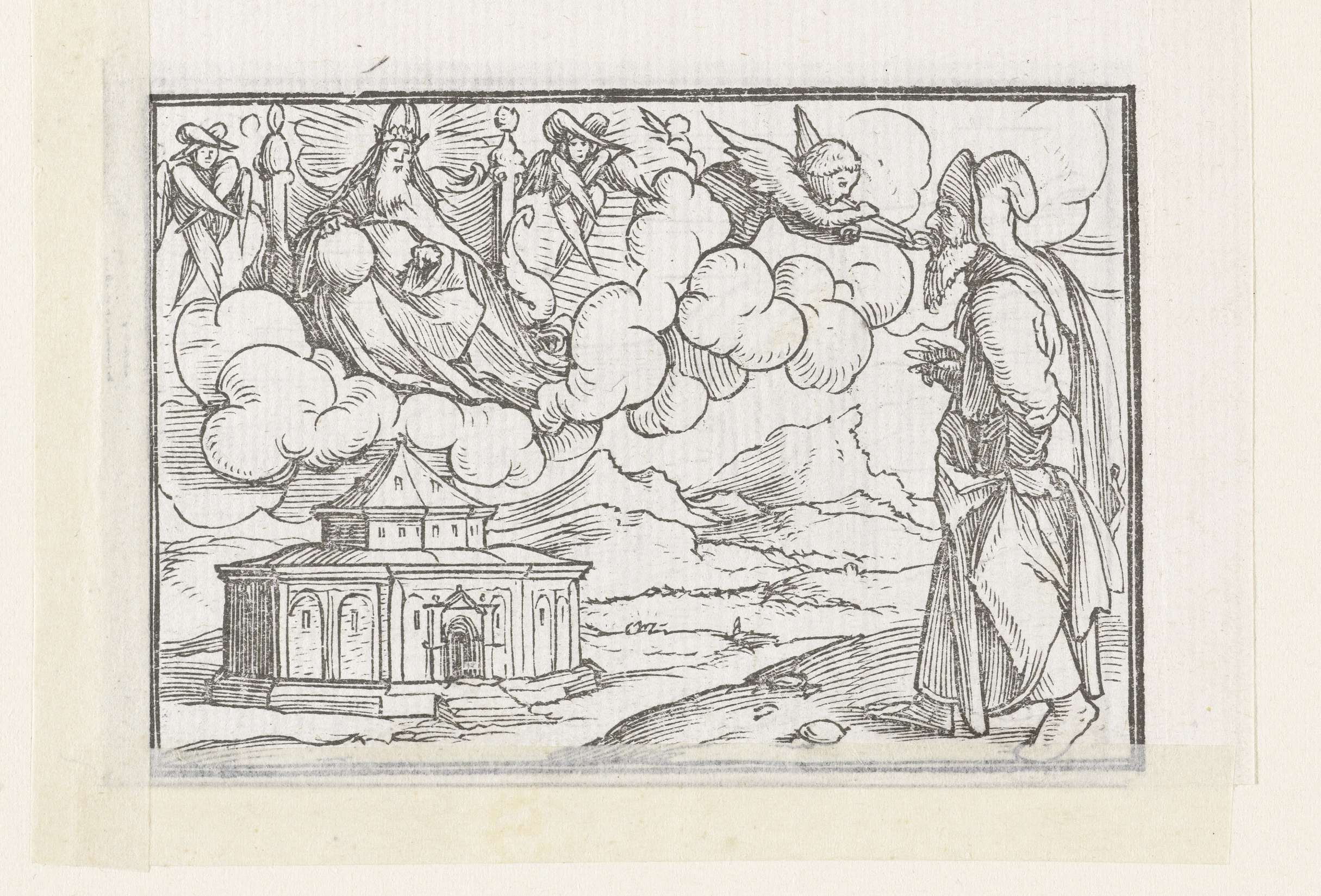 Lippen van Jesaja met gloeiende kool gereinigd by Hans Holbein, paper artwork depicting glowing coal and muted colors.