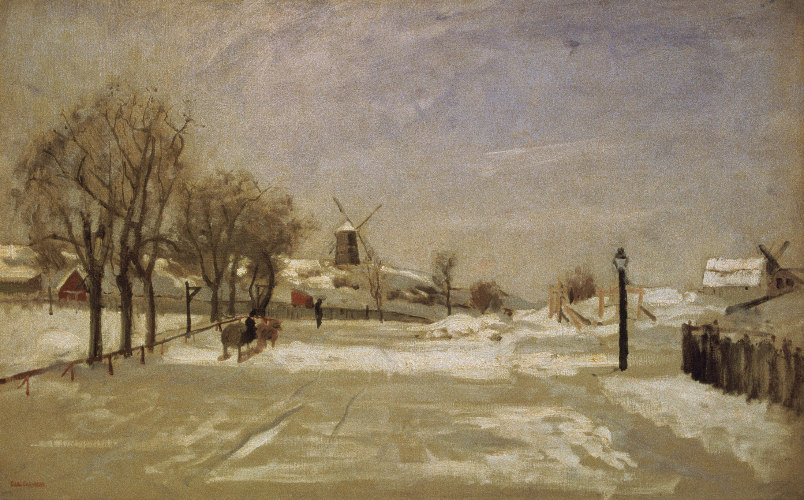 Winter landscape with bare trees, oil on canvas by Carl Skånberg