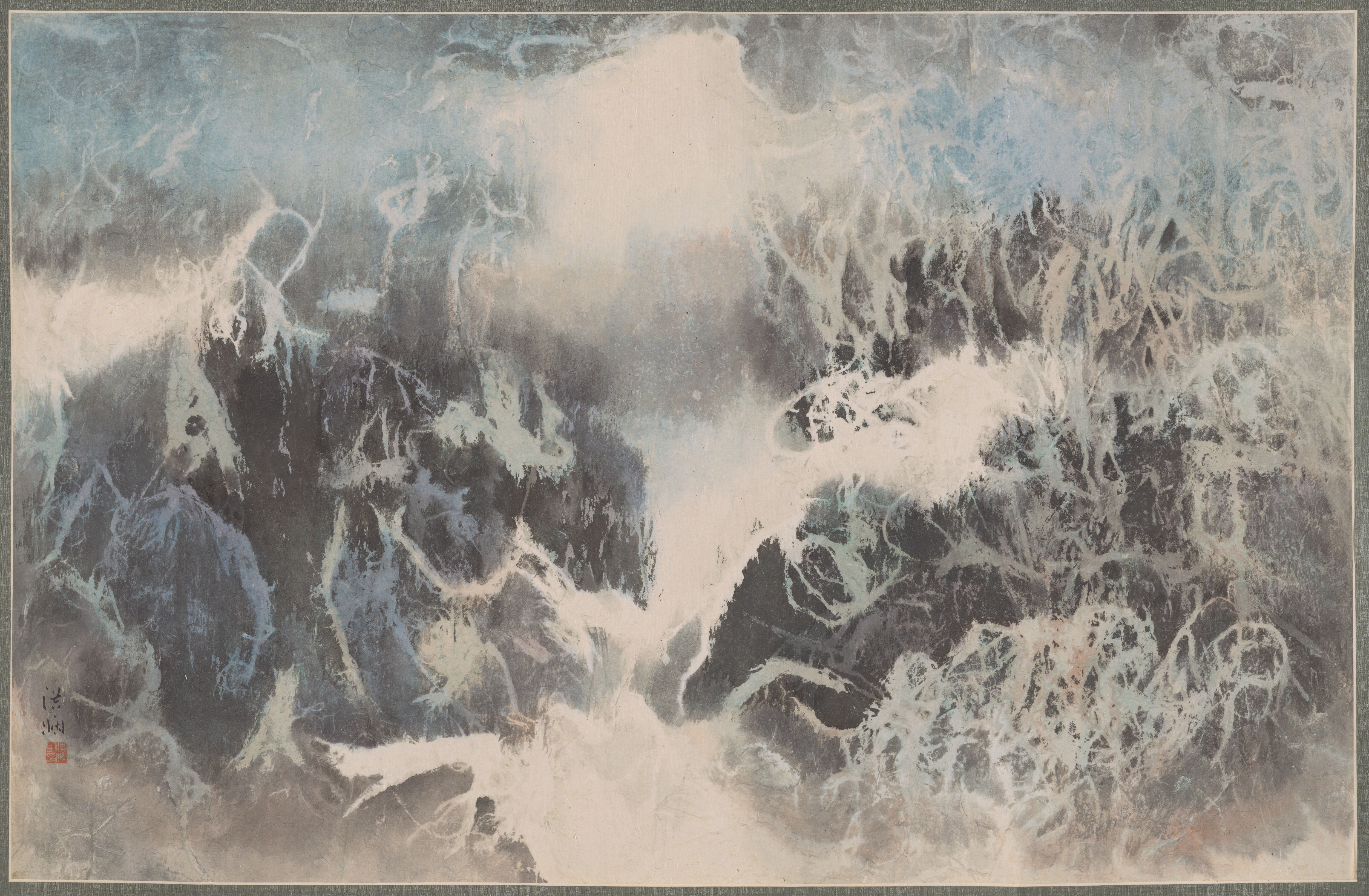 Waves by Hung Hsien, paper medium depicting ocean waves