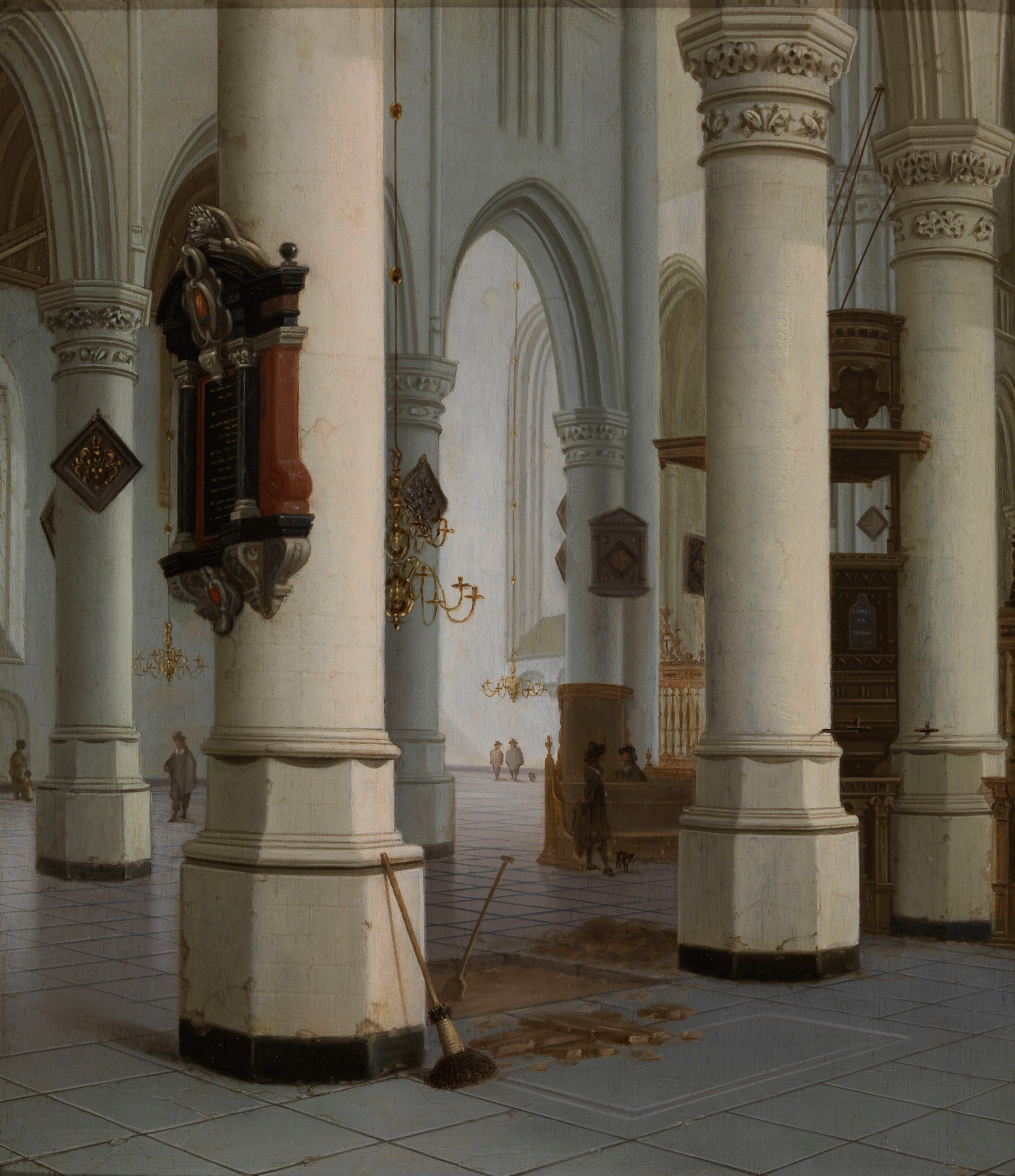 Interior of the Nieuwe Kerk, oil painting by Hendrick Cornelisz. van Vliet