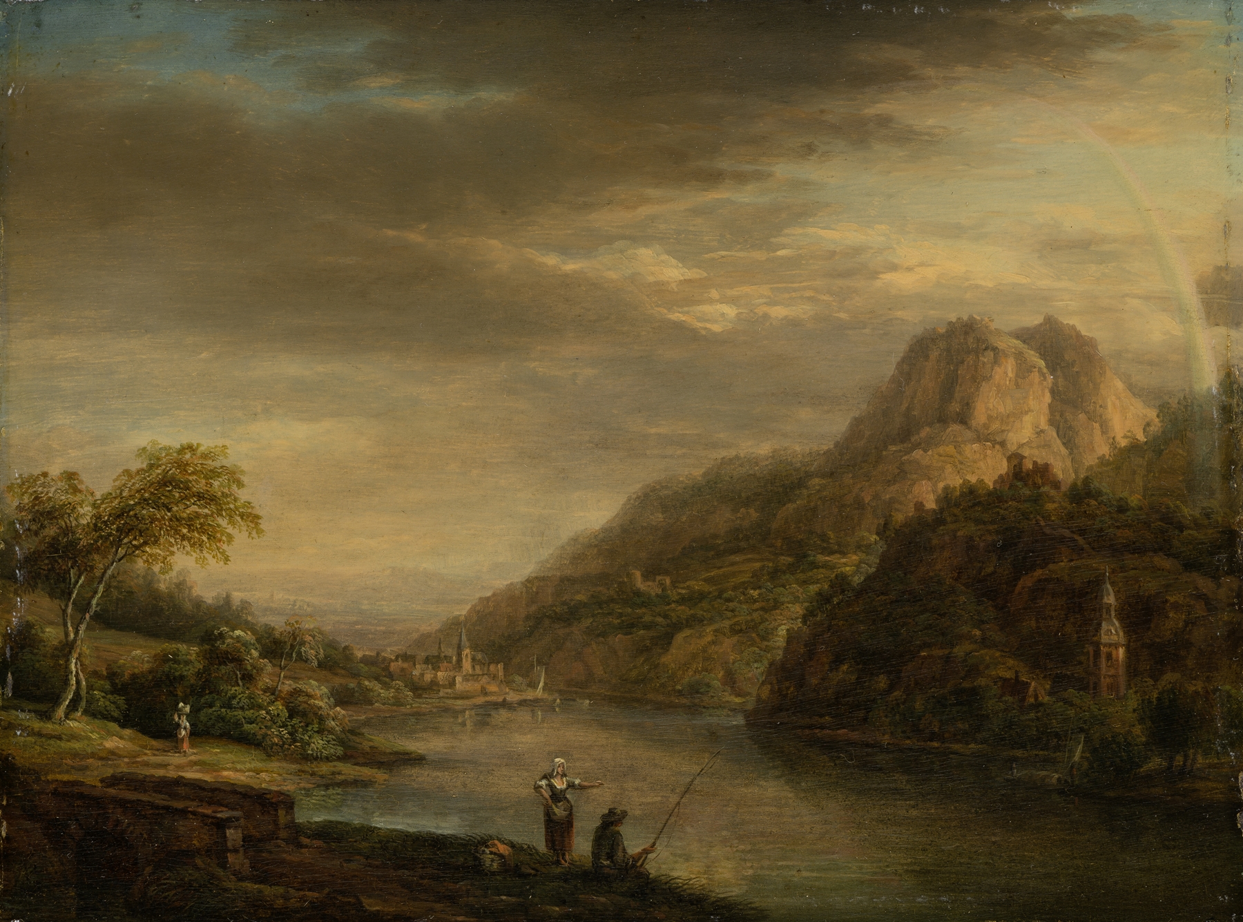 Mountainous River Landscape with Rainbow, oil painting by Christian Georg Schütz the elder