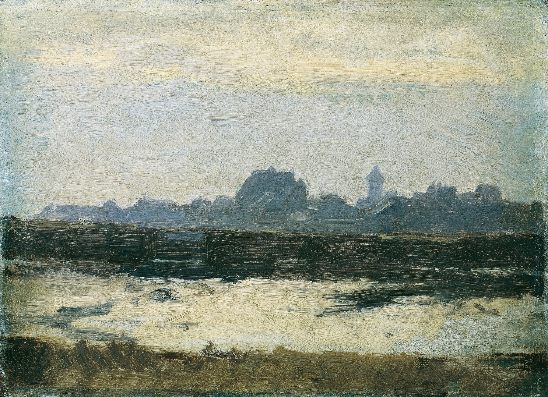 Blick auf eine Stadt, by August von Pettenkofen, public domain