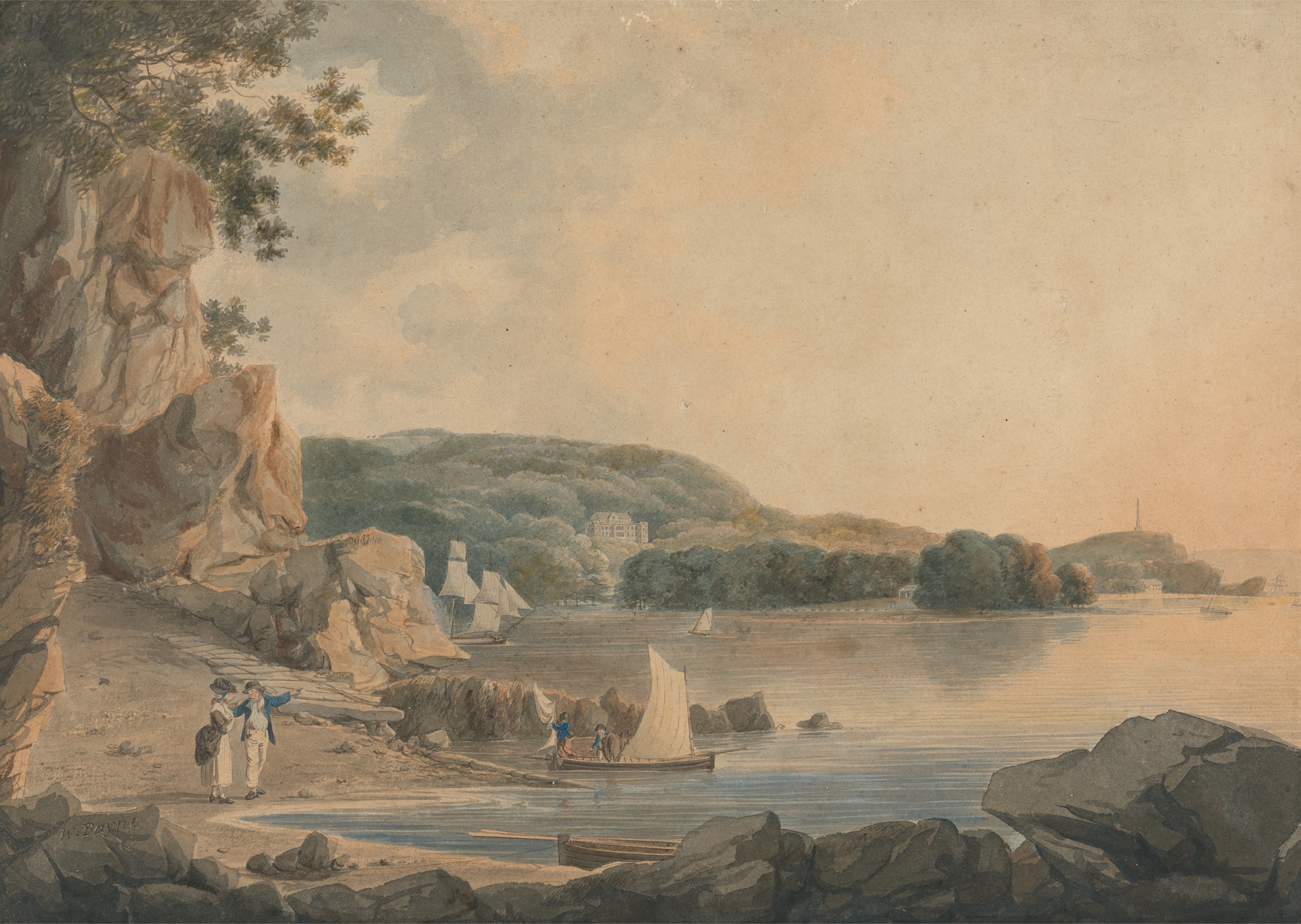 Landscape of Britten Ferry, Mount Edgecombe by William Payne, unknown medium