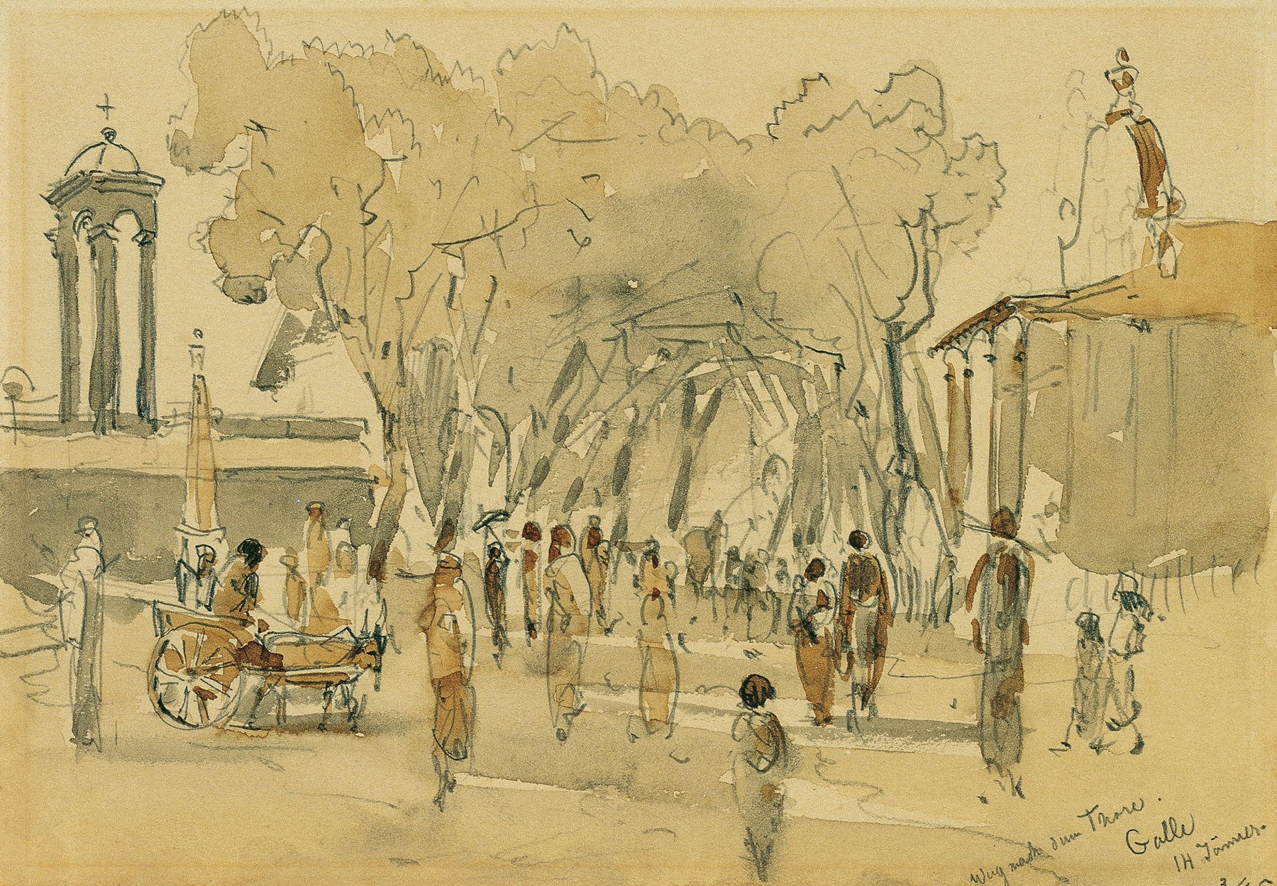 Weg nach dem Tor in Point de Galle auf Ceylon, oil on canvas by Joseph Selleny