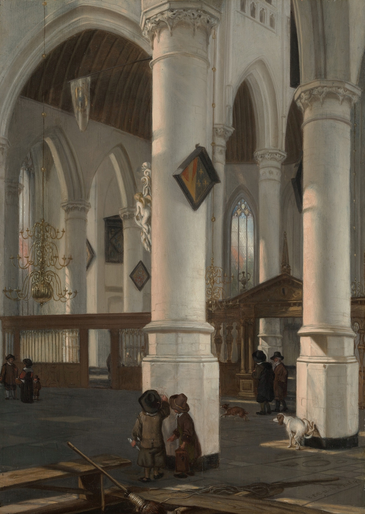 Interior of the Oude Kerk, Delft, by Emanuel de Witte, public domain