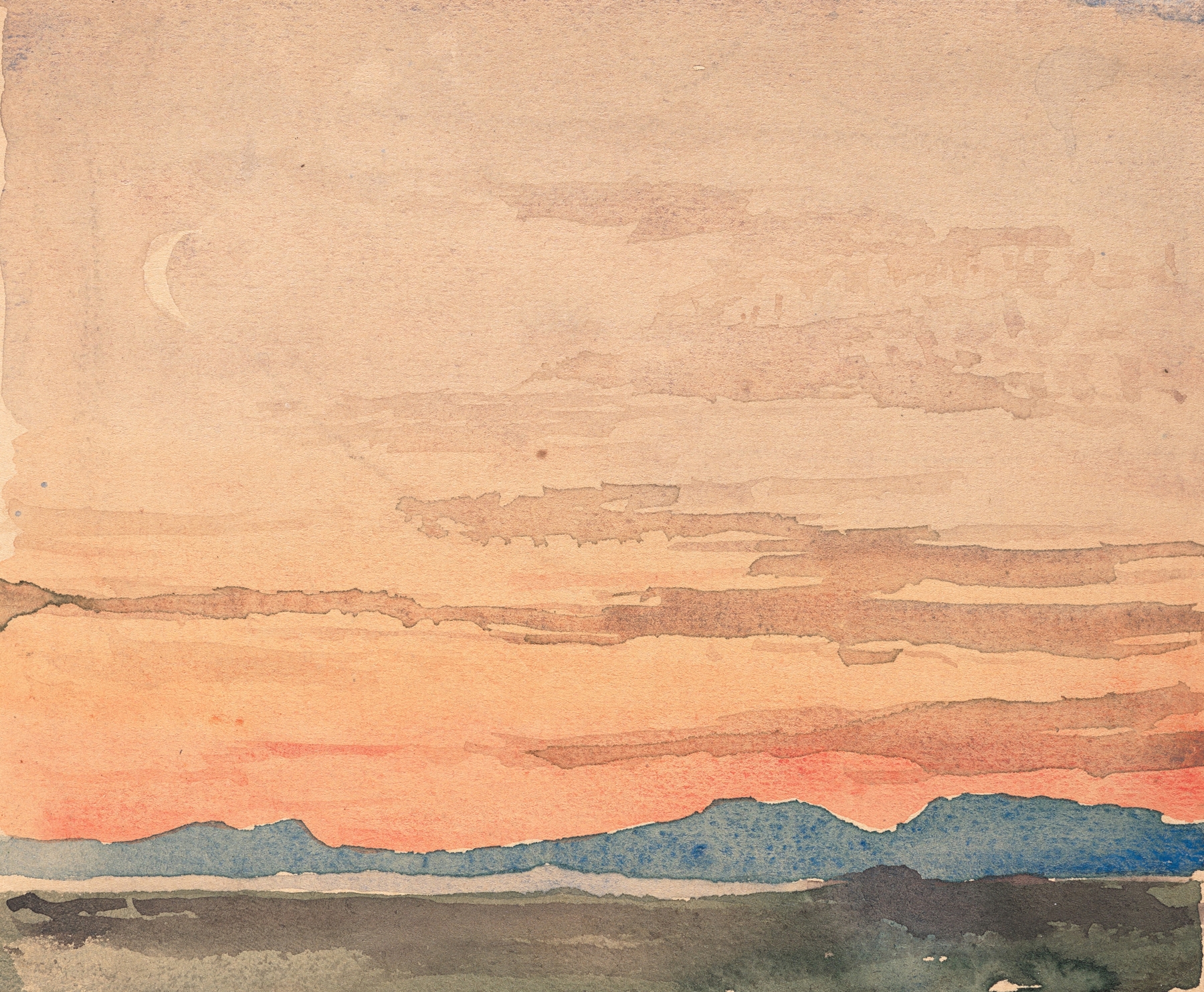 Blick auf das Nordostende des Neuenburger Sees von Ins aus bei Abenddämmerung, by Albert Anker, public domain