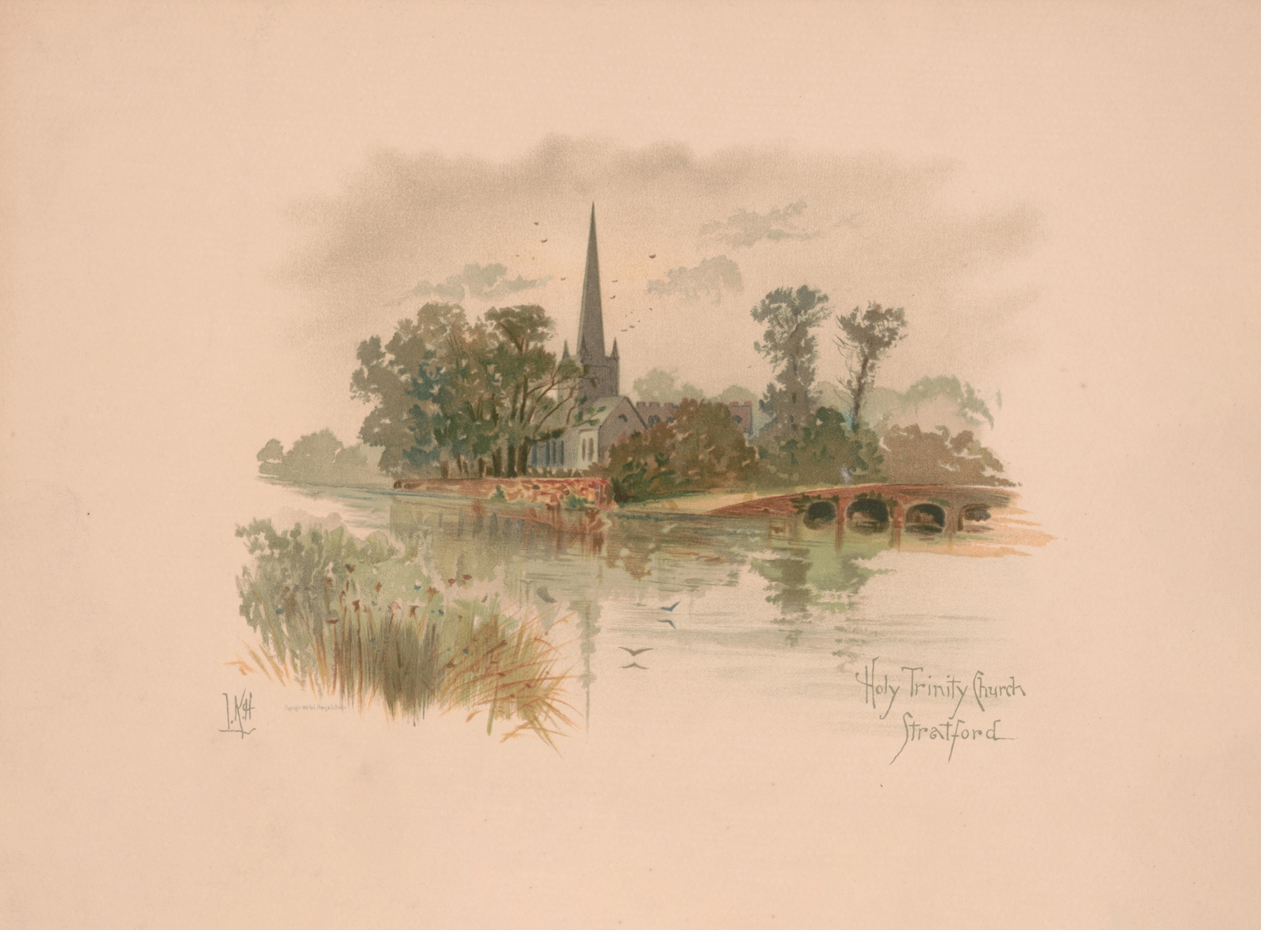 Interior of Holy Trinity Church, Stratford by Louis Kinney Harlow, Gothic style
