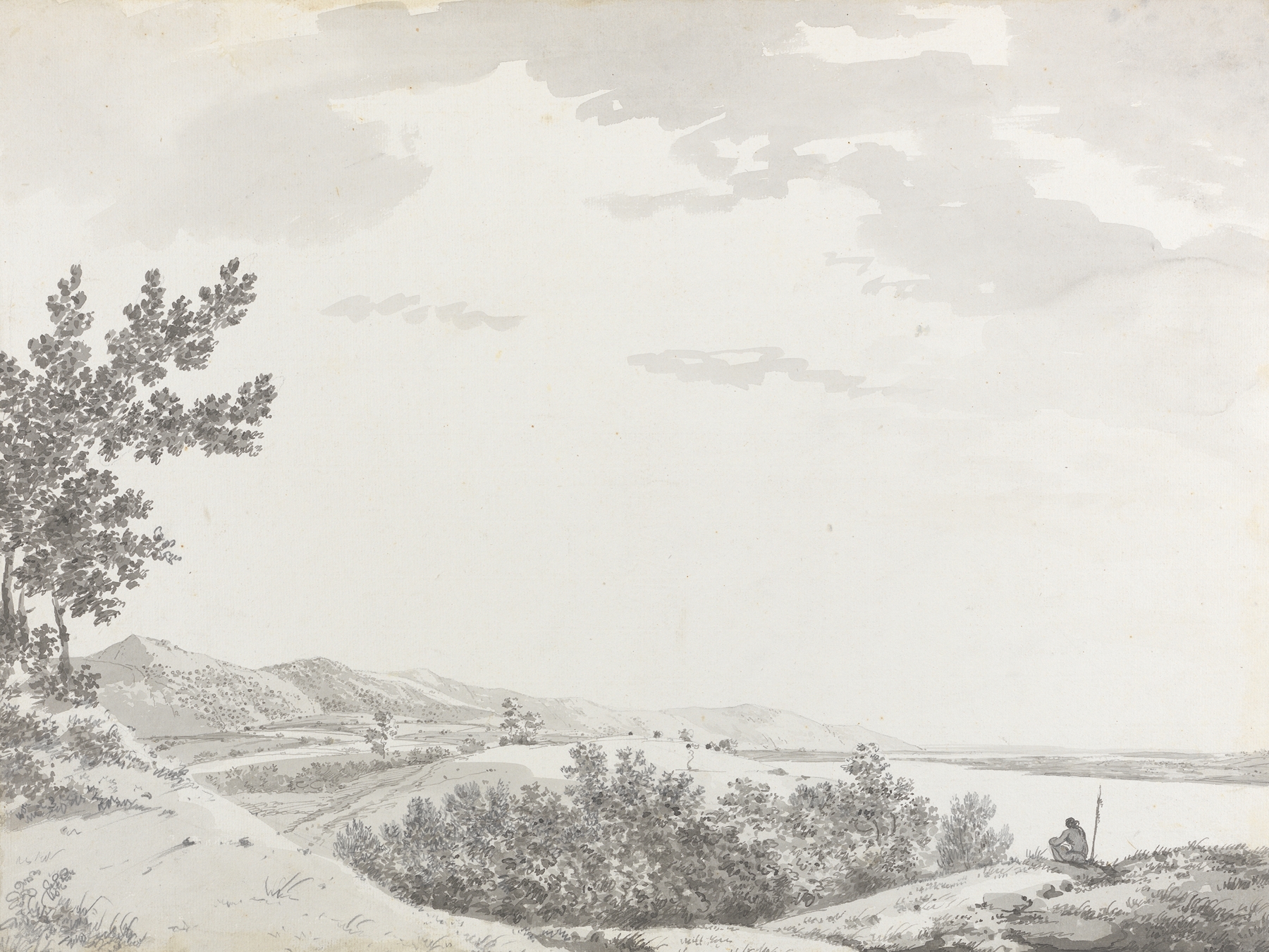 Landscape in ink on paper by William Hodges