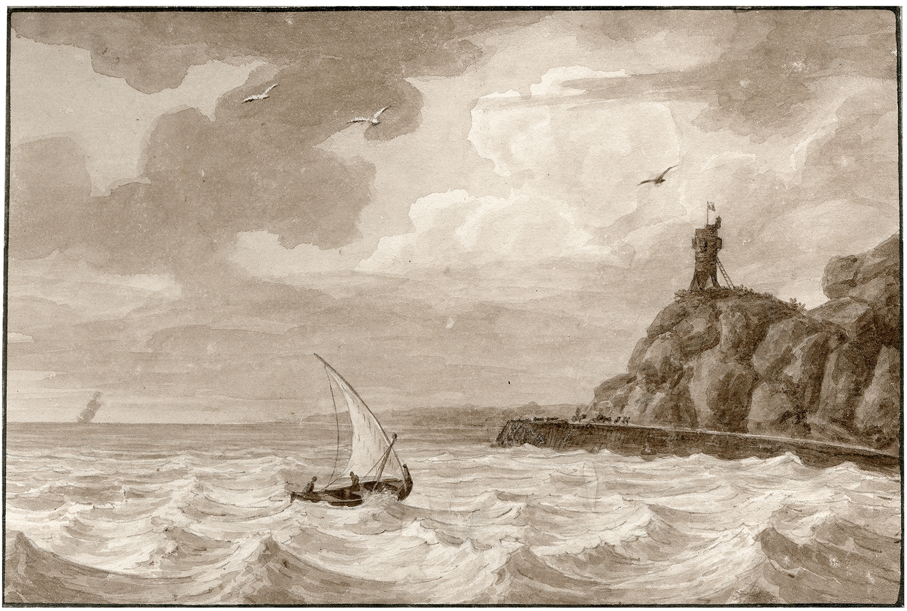 Marine scene depicting gentle waves and a serene horizon by Otto Howen