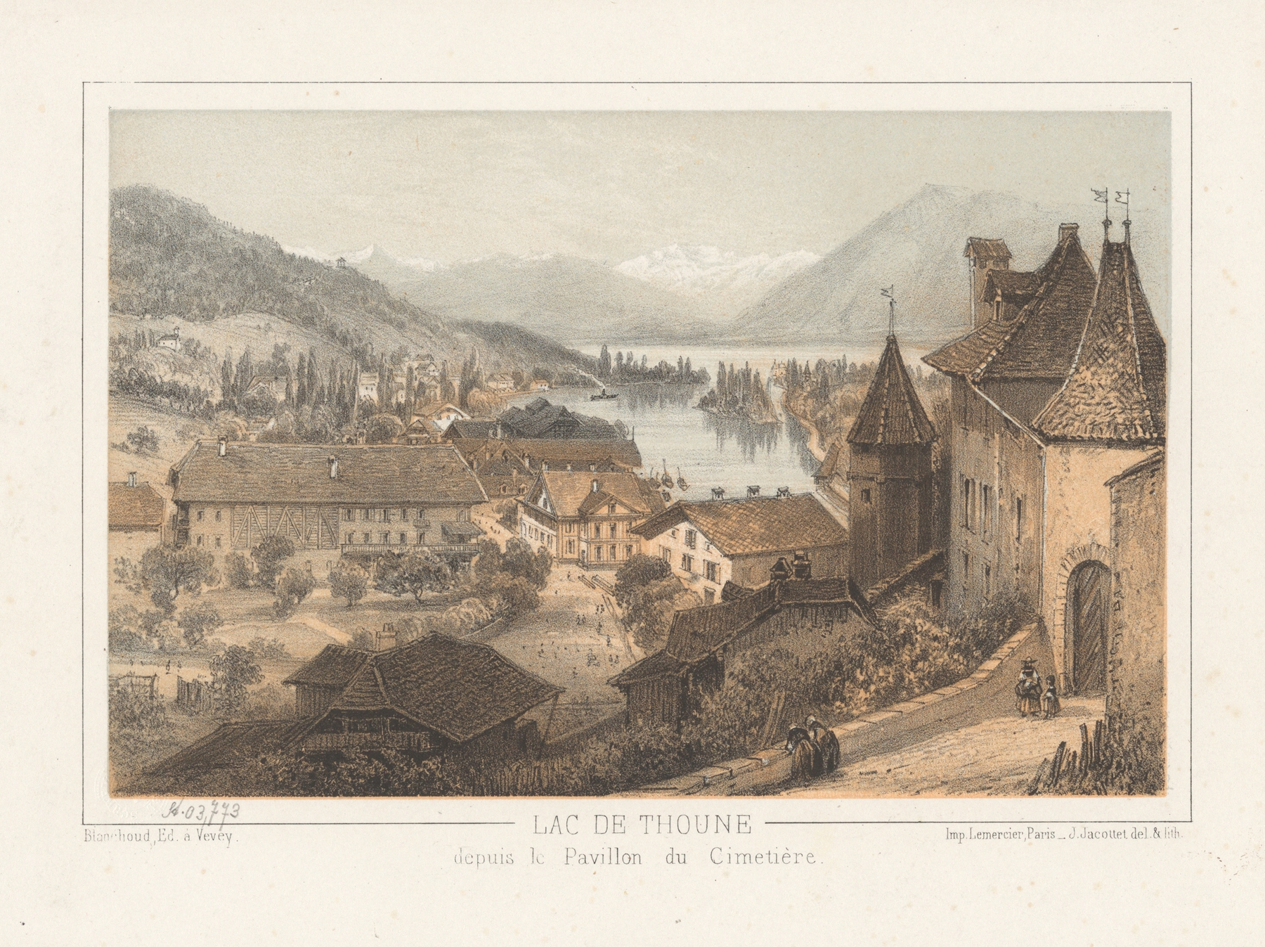 Lac de Thoune depuis le Pavillon du Cimetière, by Jean Jacottet, public domain