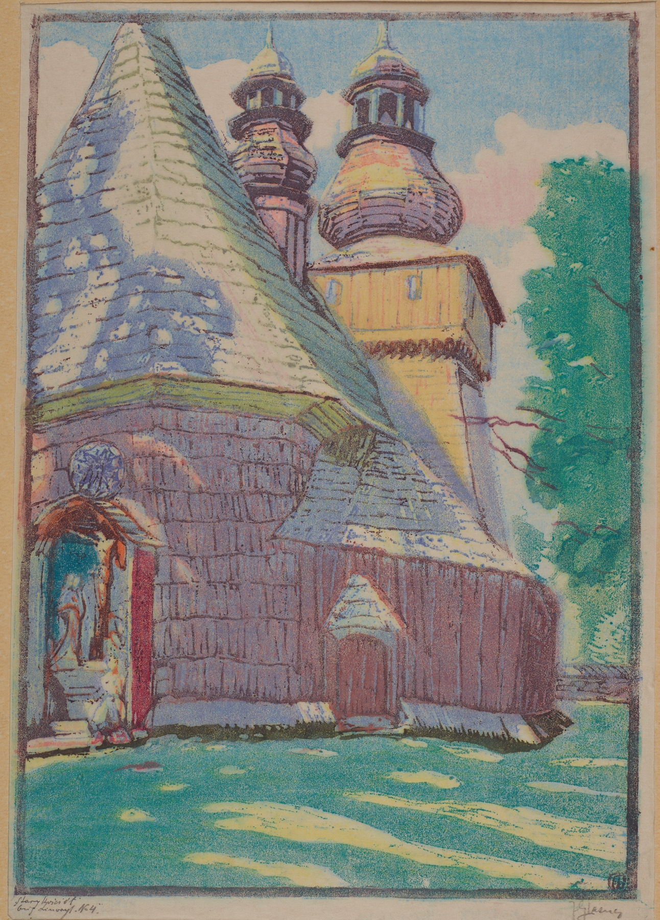 Gothic architecture of an old church by Jakub Glasner, 1934