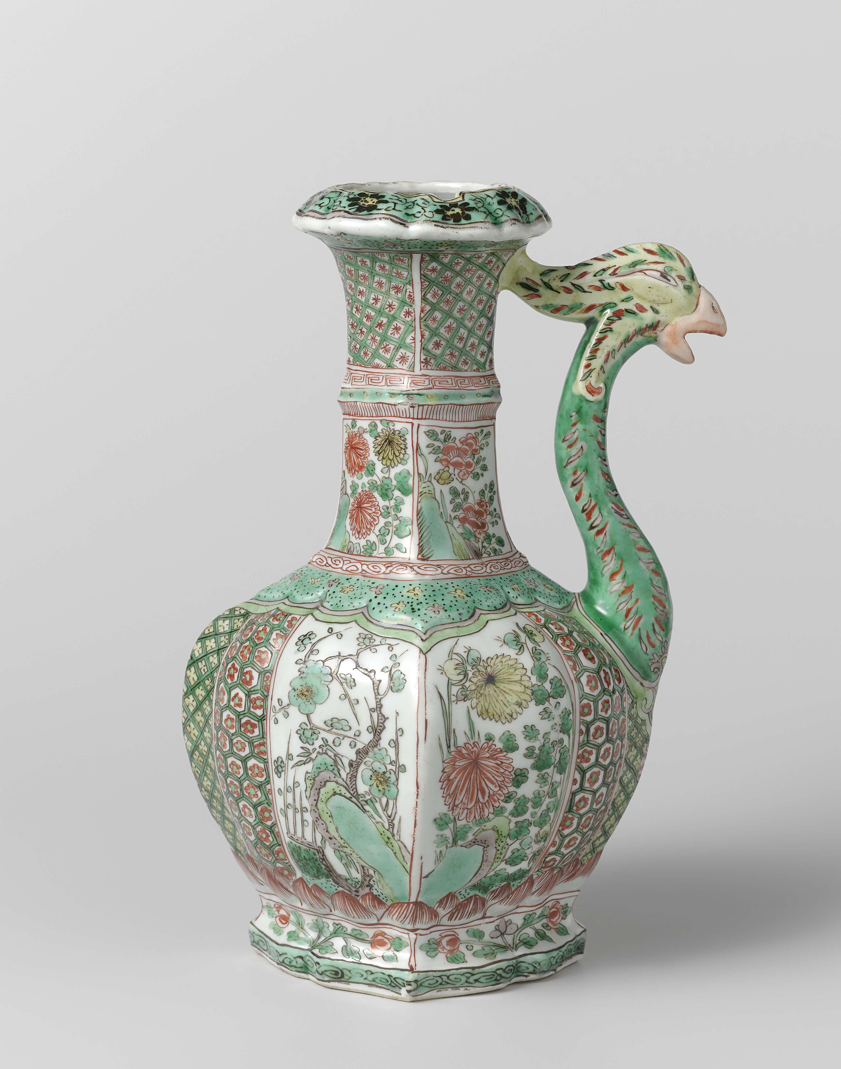 Ewer with flower sprays and feng huang spout, ceramic, Unknown Artist