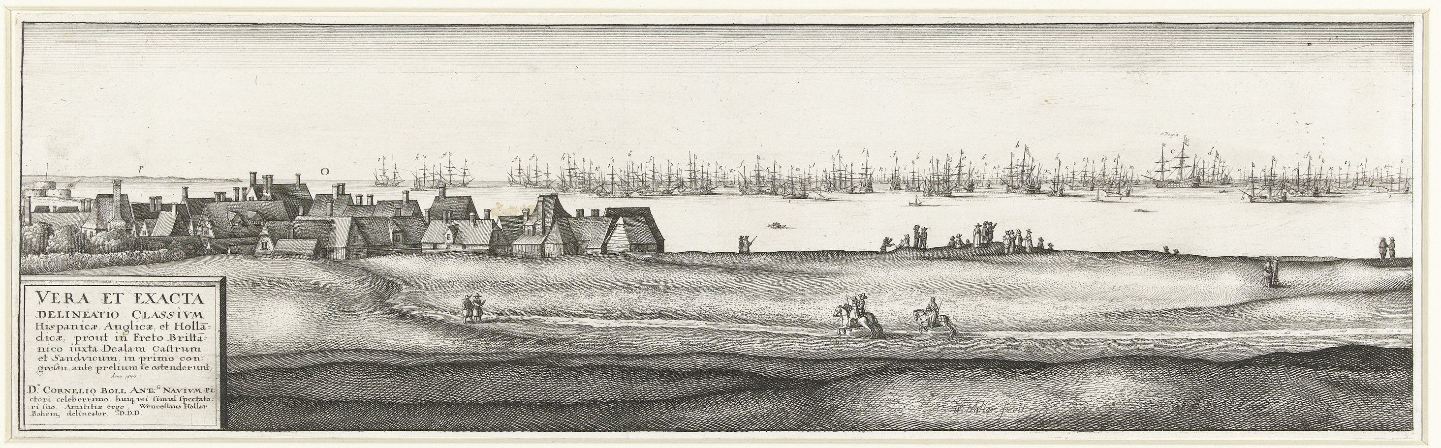 Etching by Wenceslaus Hollar depicting ships on calm waters