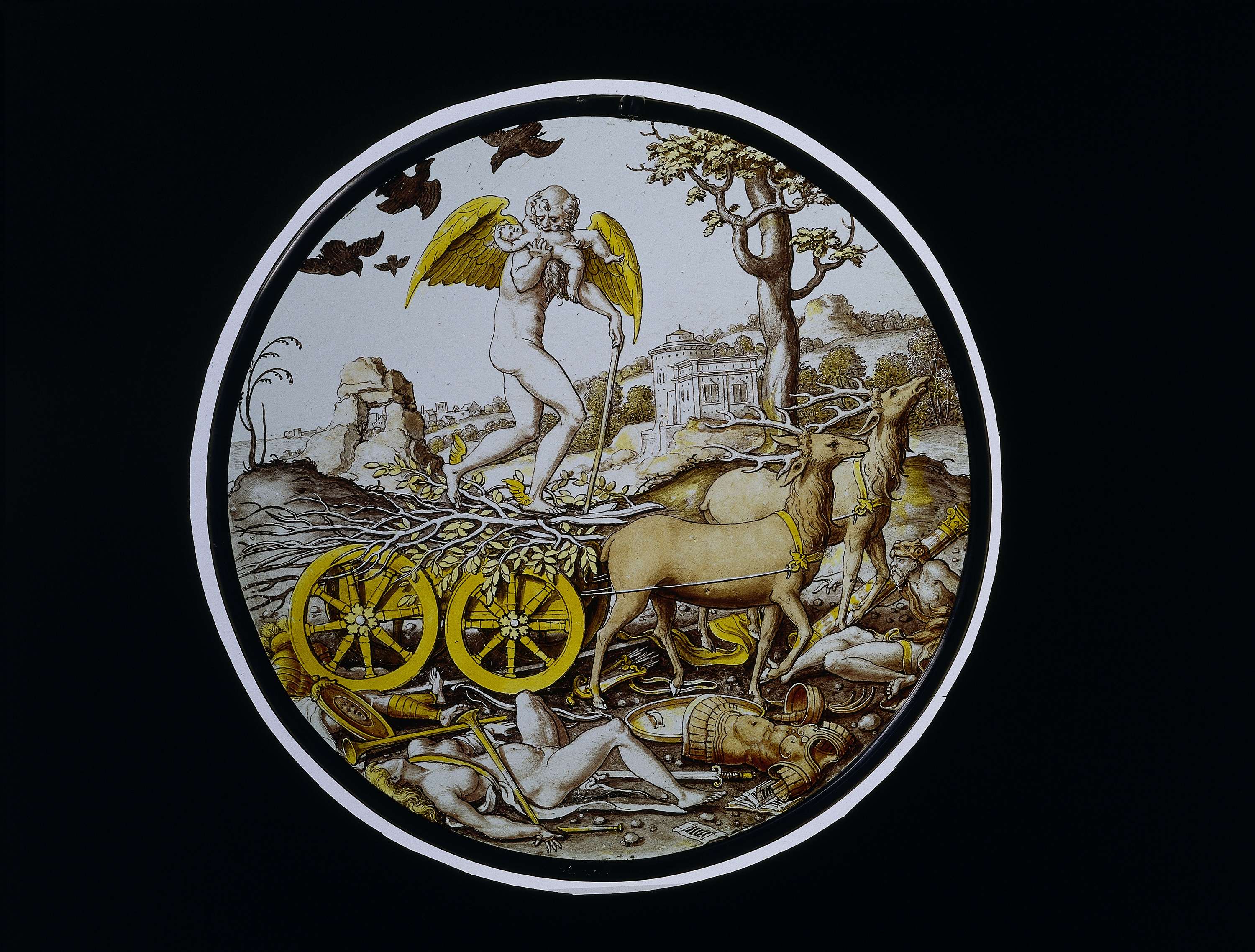 The Triumph of Time, lead artwork by unknown artist, depicting personified Time with a scythe and ornate figures.