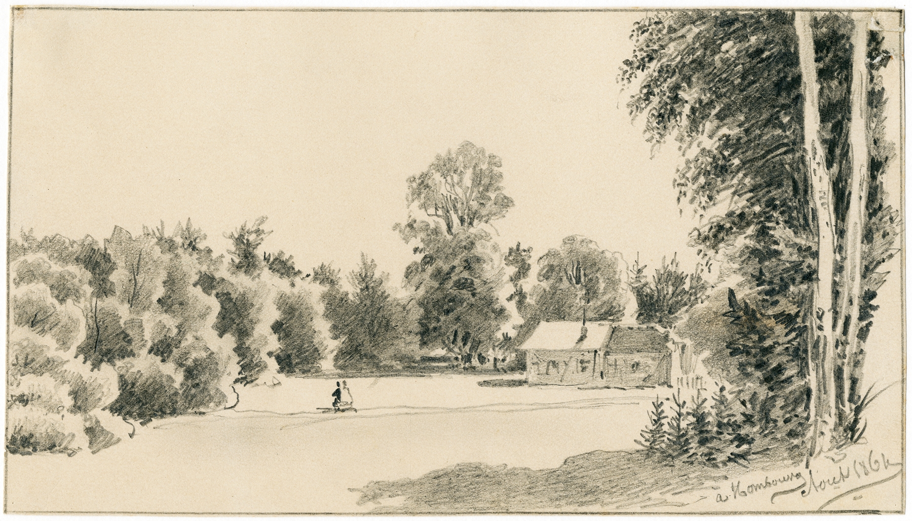 Landscape featuring a house among trees, oil painting by Pieter van Loon