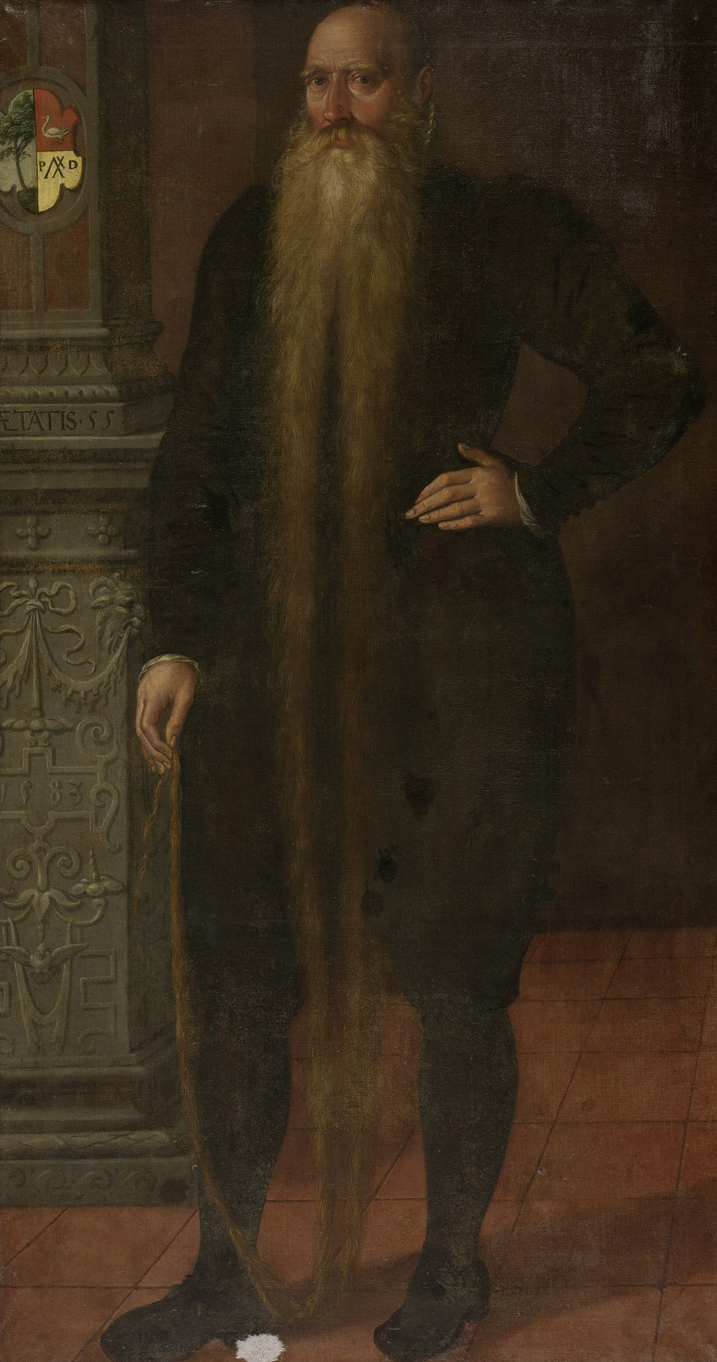 Portrait of Pieter Dircksz, oil on canvas by Aert Pietersz, featuring a man with a long white beard.