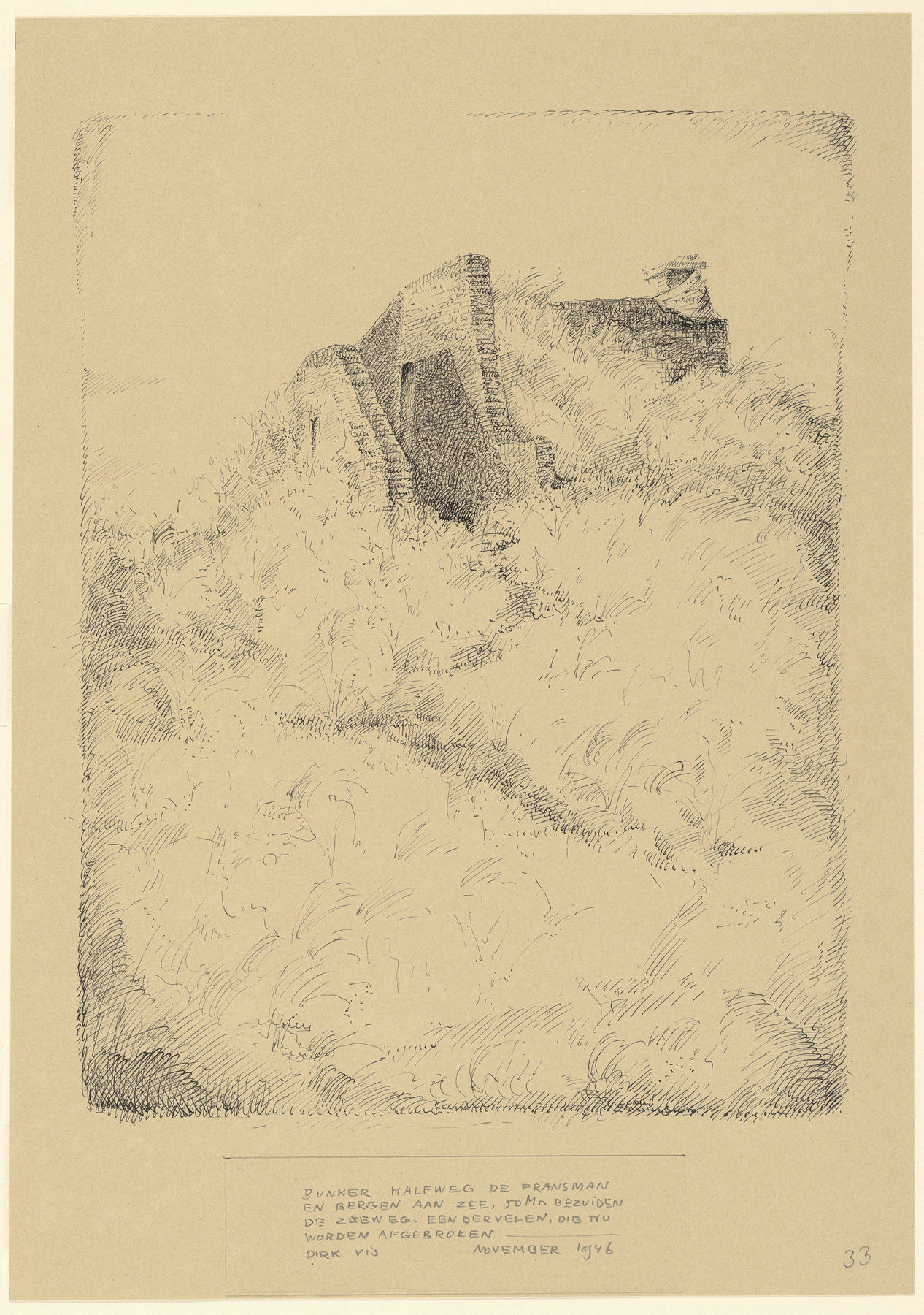 Landscape with a bunker, oil painting by Dirk Vis