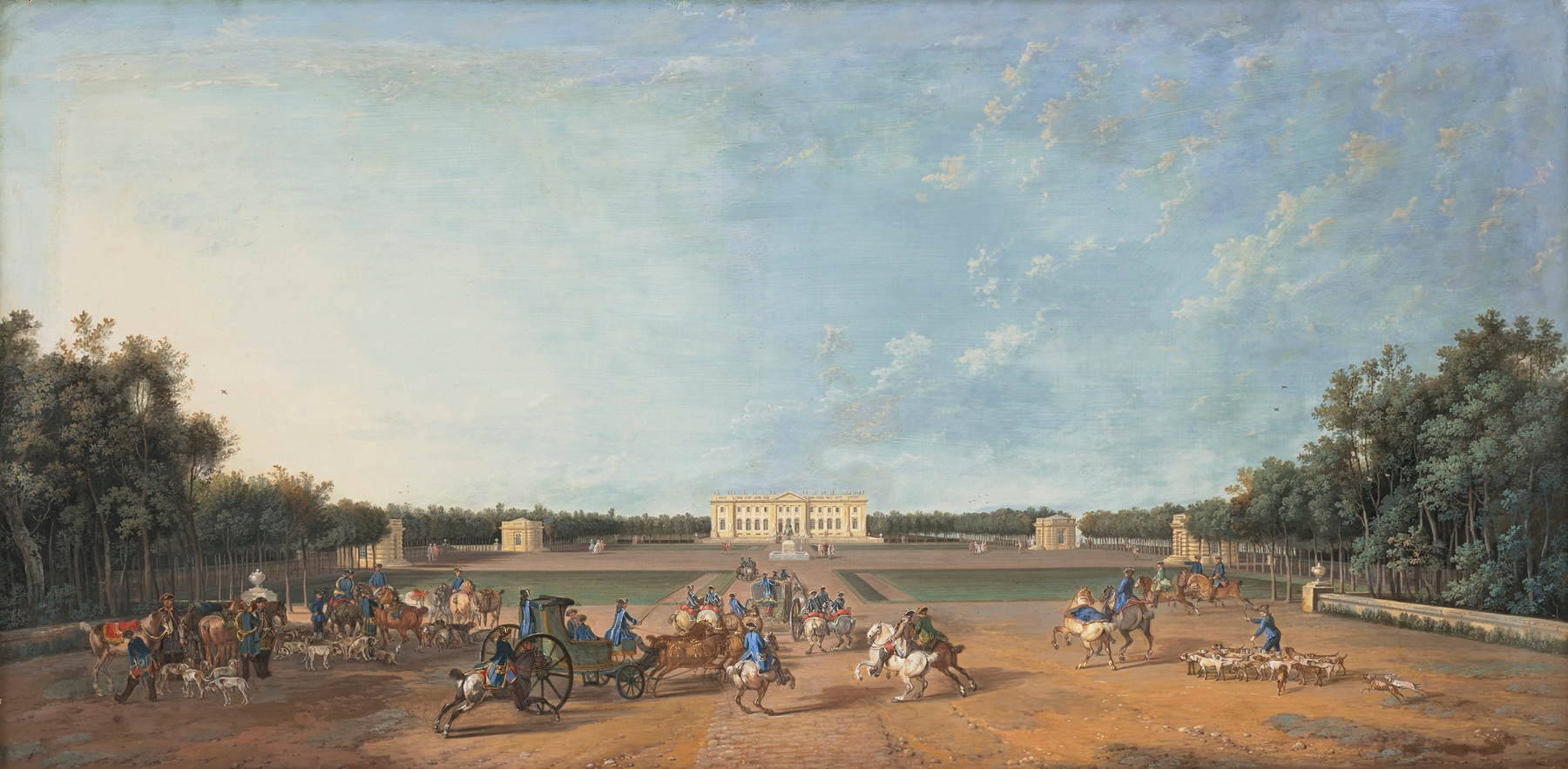 Louis XV with royal hounds, oil on canvas by Louis-Nicolas van Blarenberghe