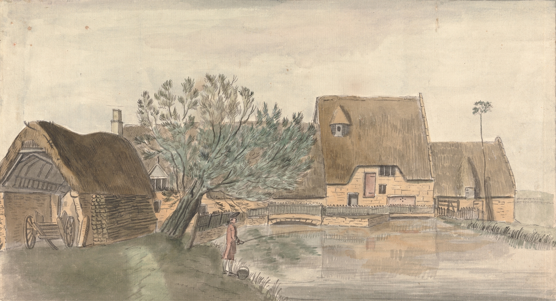 Landscape of Nun Mill by Capt. Francis Grose, depicting a tranquil river and lush greenery
