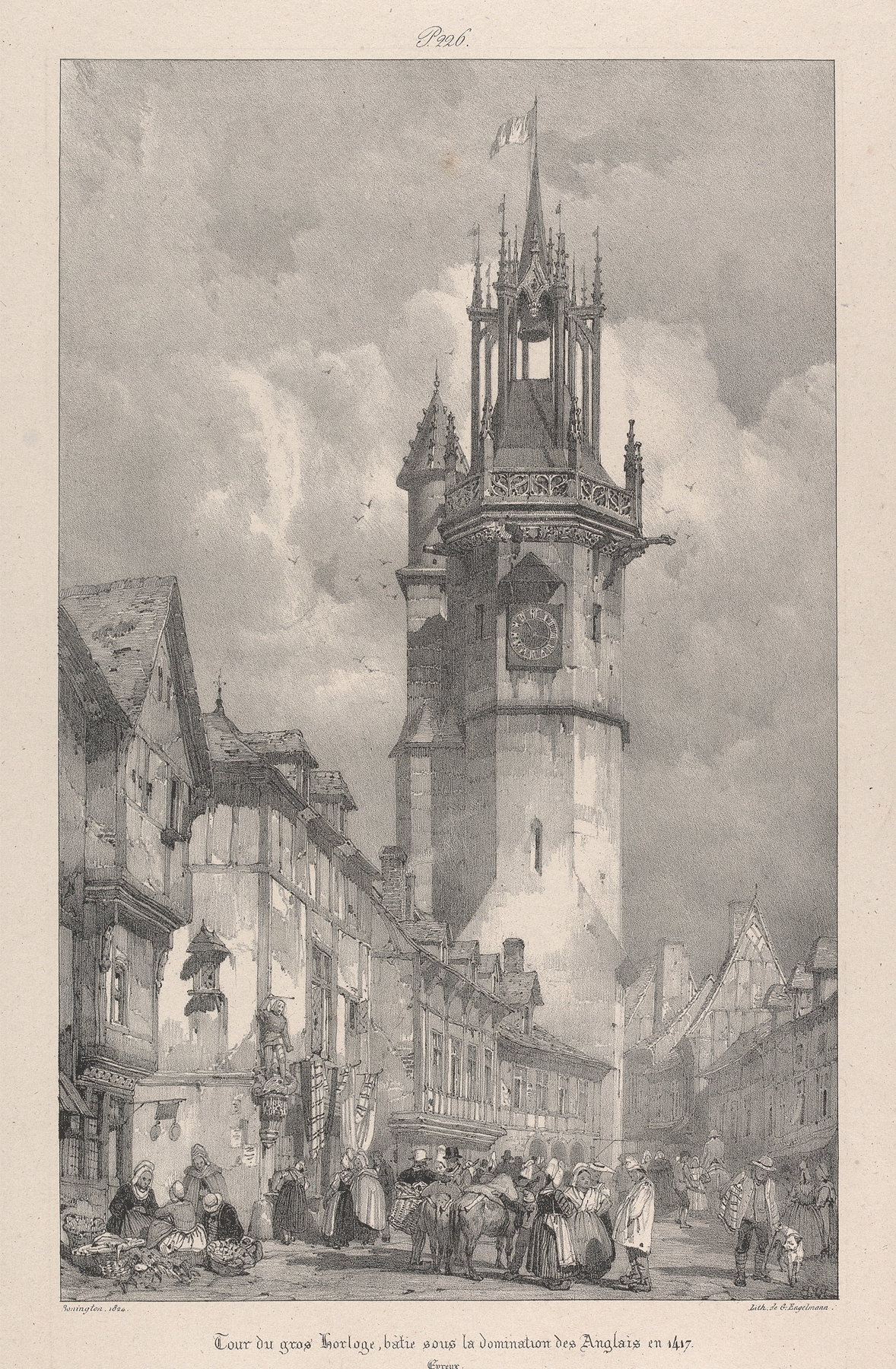 Tour du Gros Horloge, Batie Souis la Domination des Anglais en 1417, by Richard Parkes Bonington, public domain