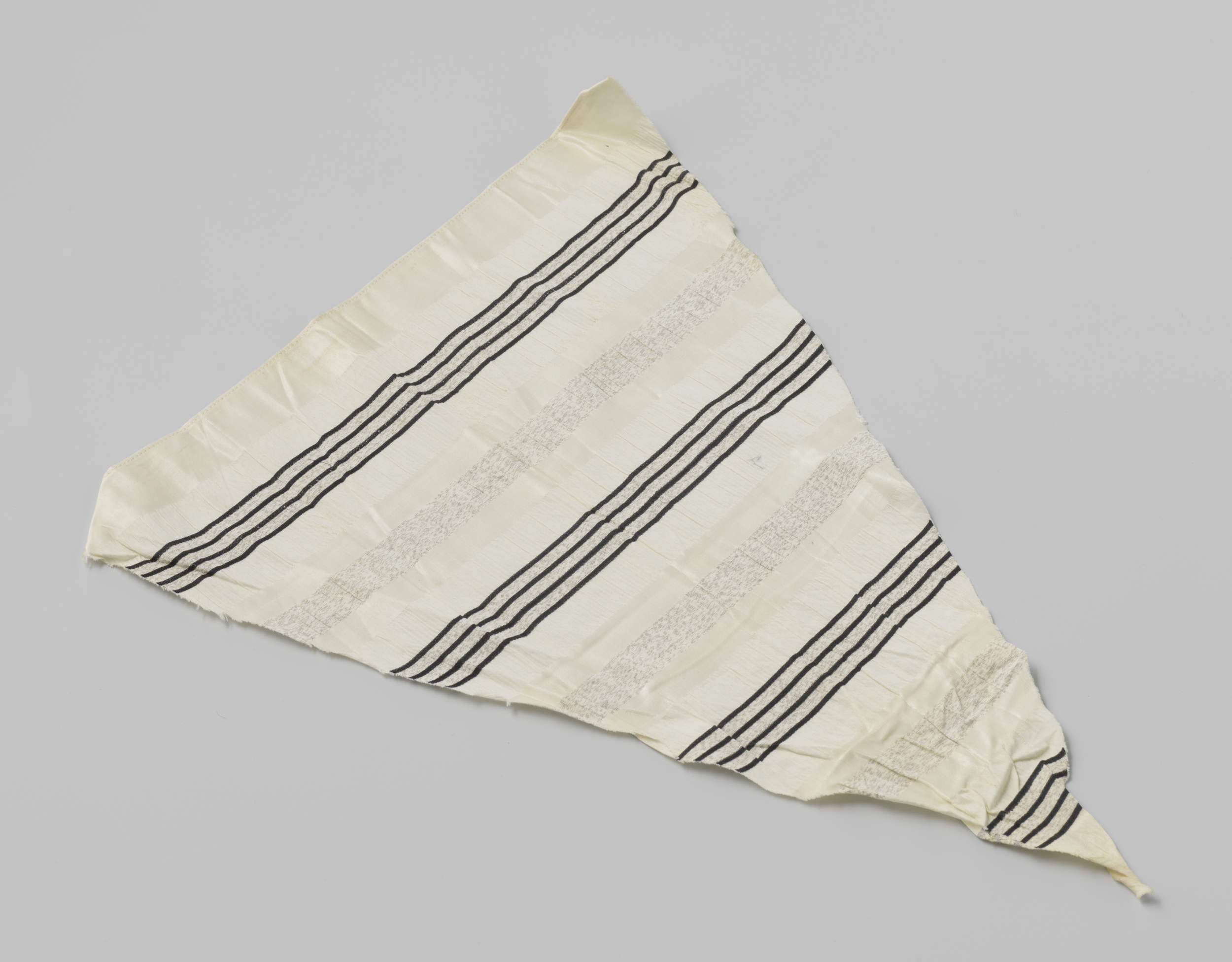 Textile by Gustav Schnitzler featuring crêpe and satin stripes in various colors.