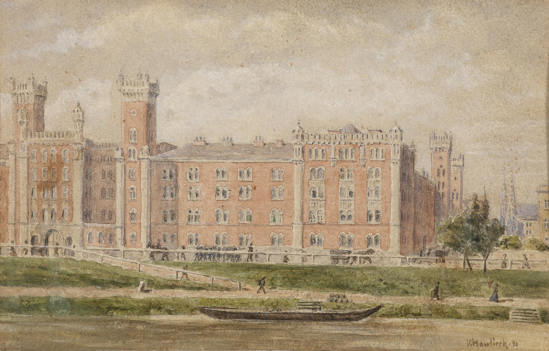 Post-Impressionism artwork depicting Rossauerkaserne by Vincenz Havlicek