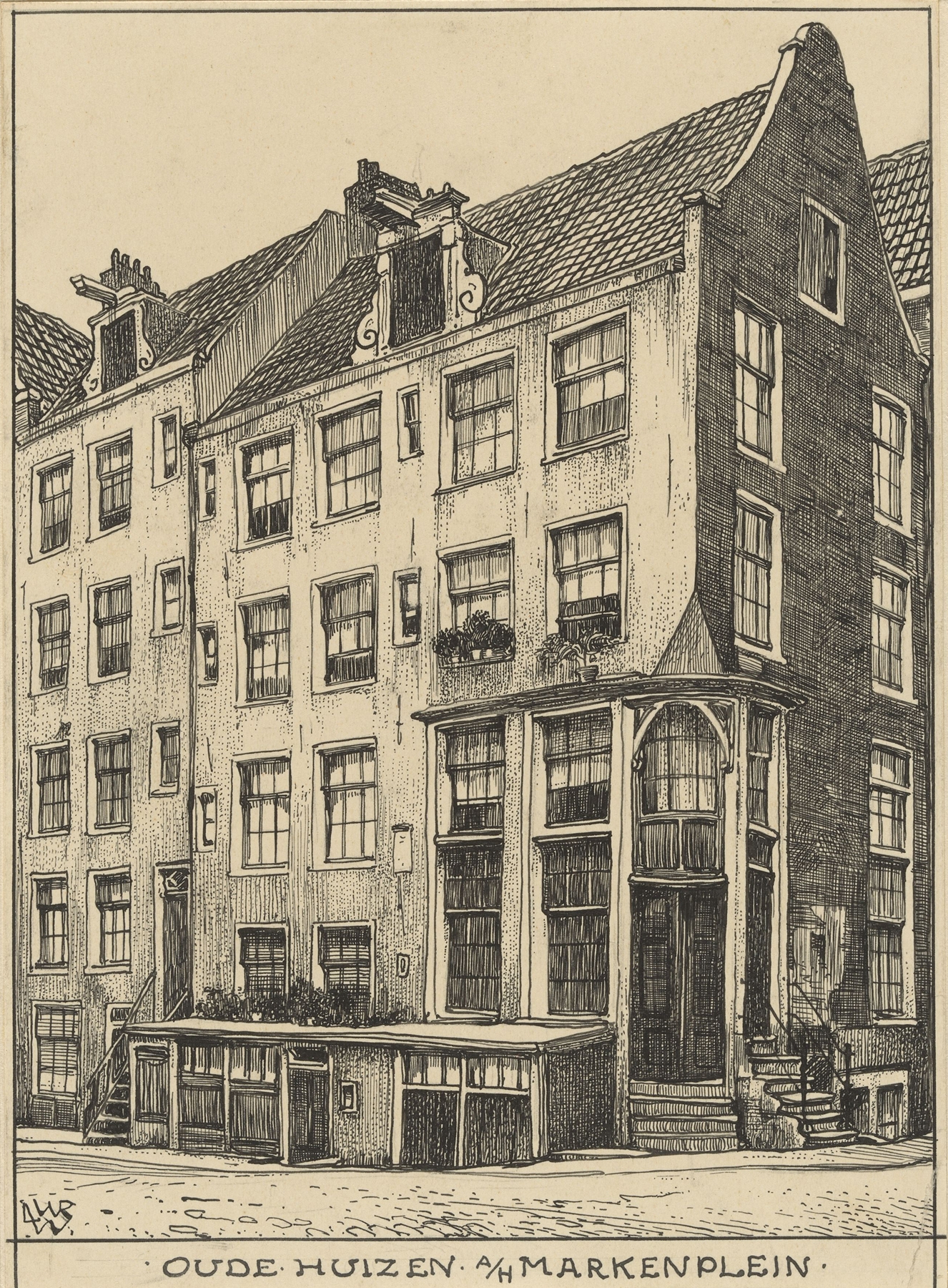 Oude huizen aan het Markenplein te Amsterdam, by Willem Wenckebach, public domain