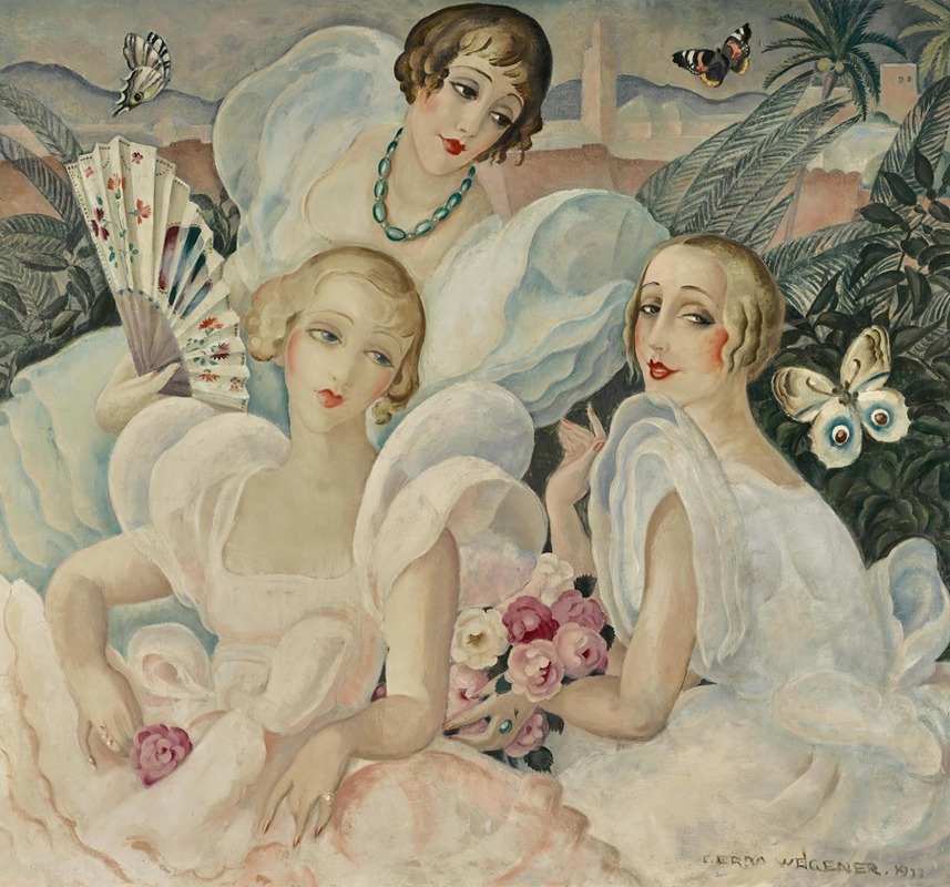 Gerda Wegener's 'Les femmes fatales' captures the allure of femininity in a vibrant Art Deco style.