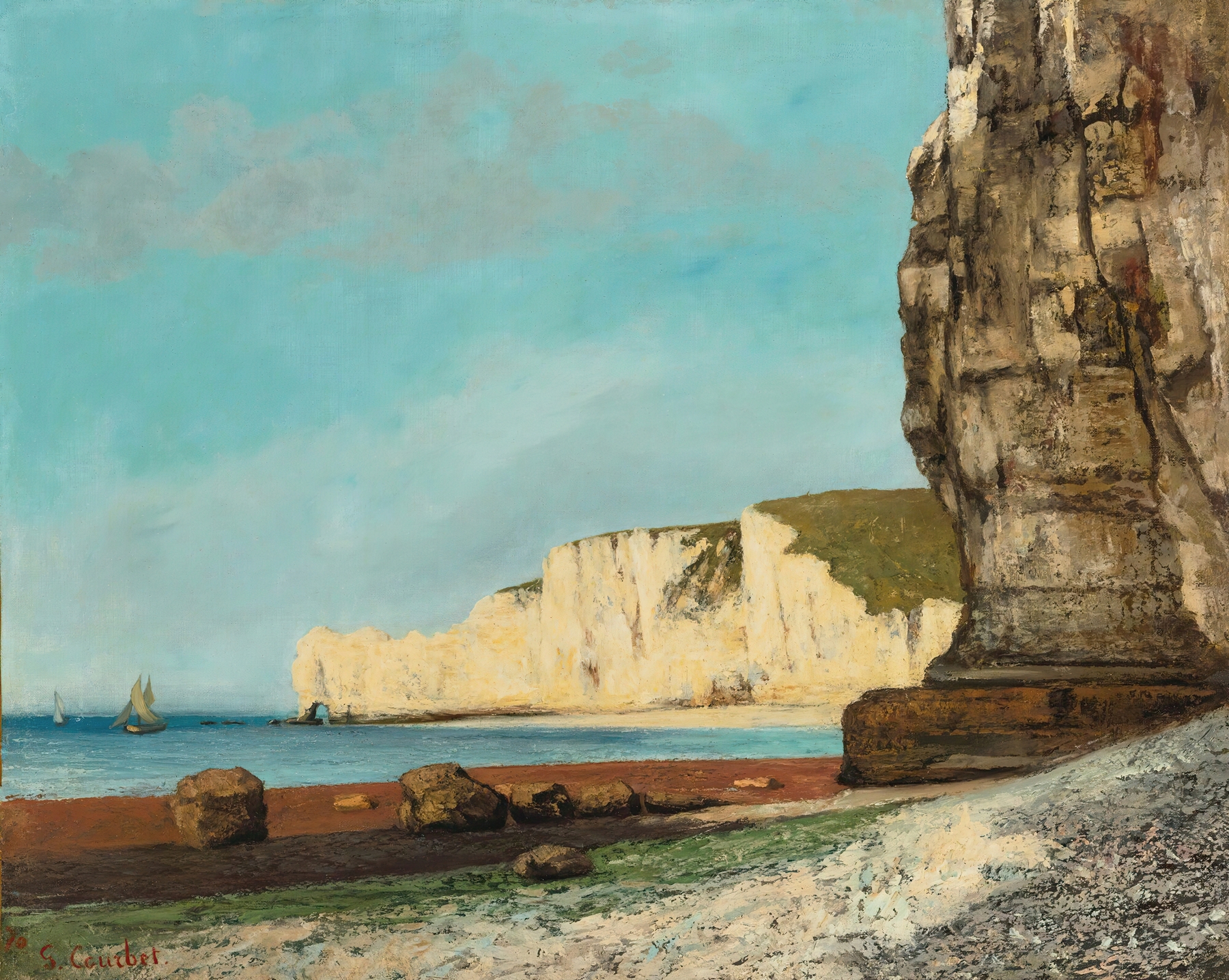 Étretat; Les Falaises, by Gustave Courbet, public domain