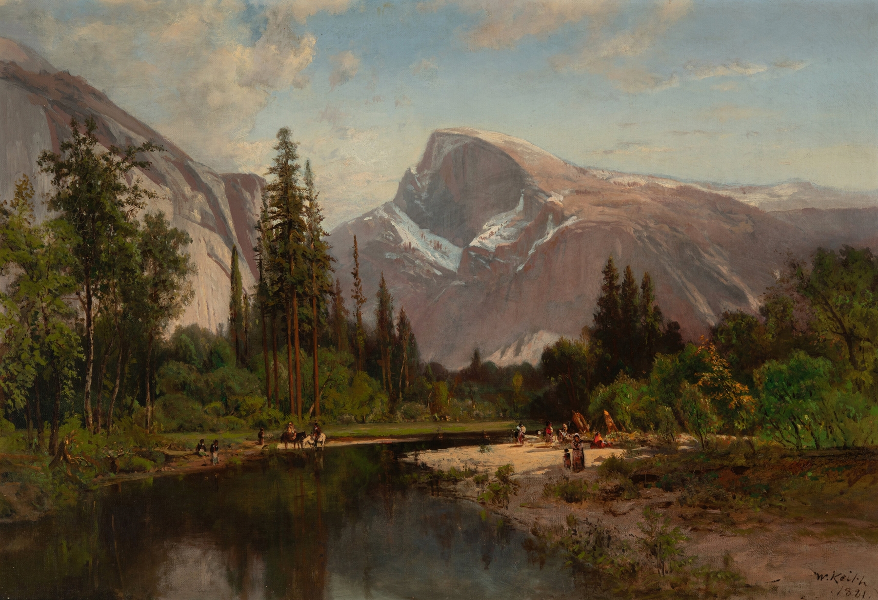 Landscape of Half Dome at sunset, oil painting by William Keith