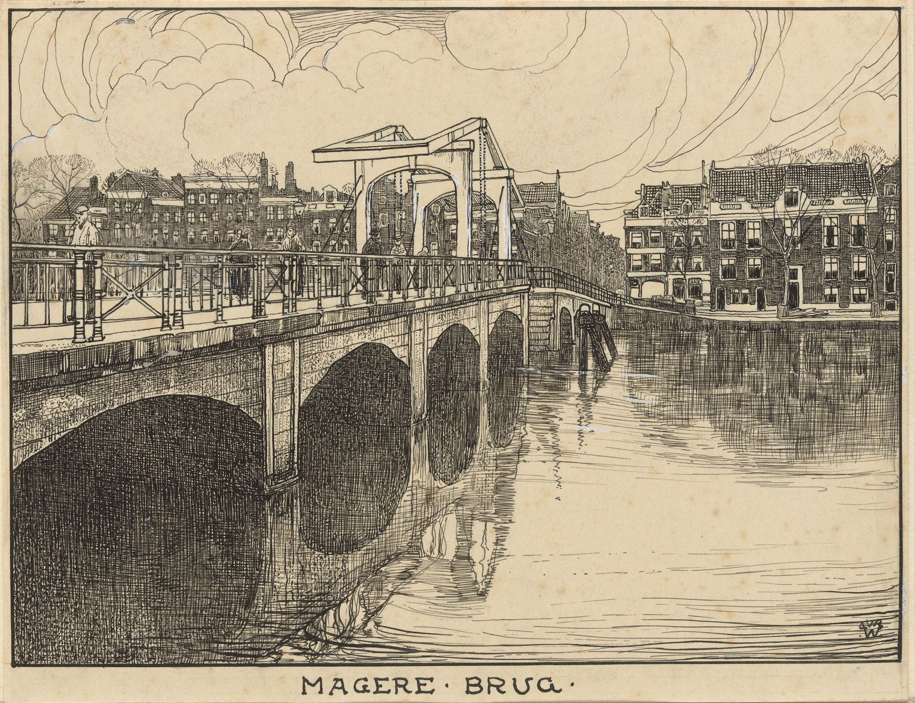 De Magere Brug te Amsterdam, by Willem Wenckebach, public domain