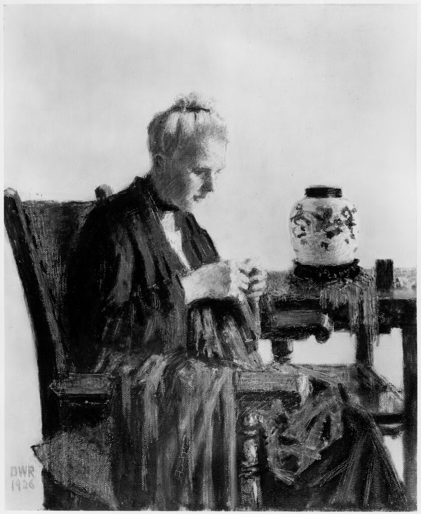 Portrait of a seated woman in soft colors, oil painting by Denman Waldo Ross